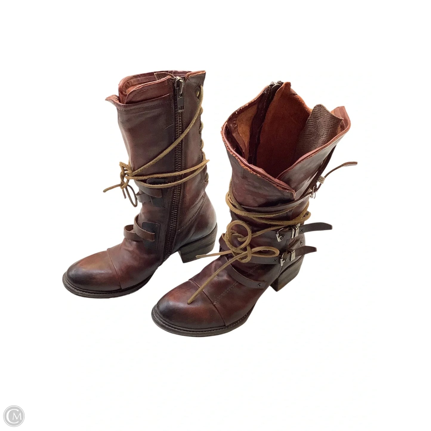 Boots Mid-calf Flats By Freebird In Brown, Size: 9