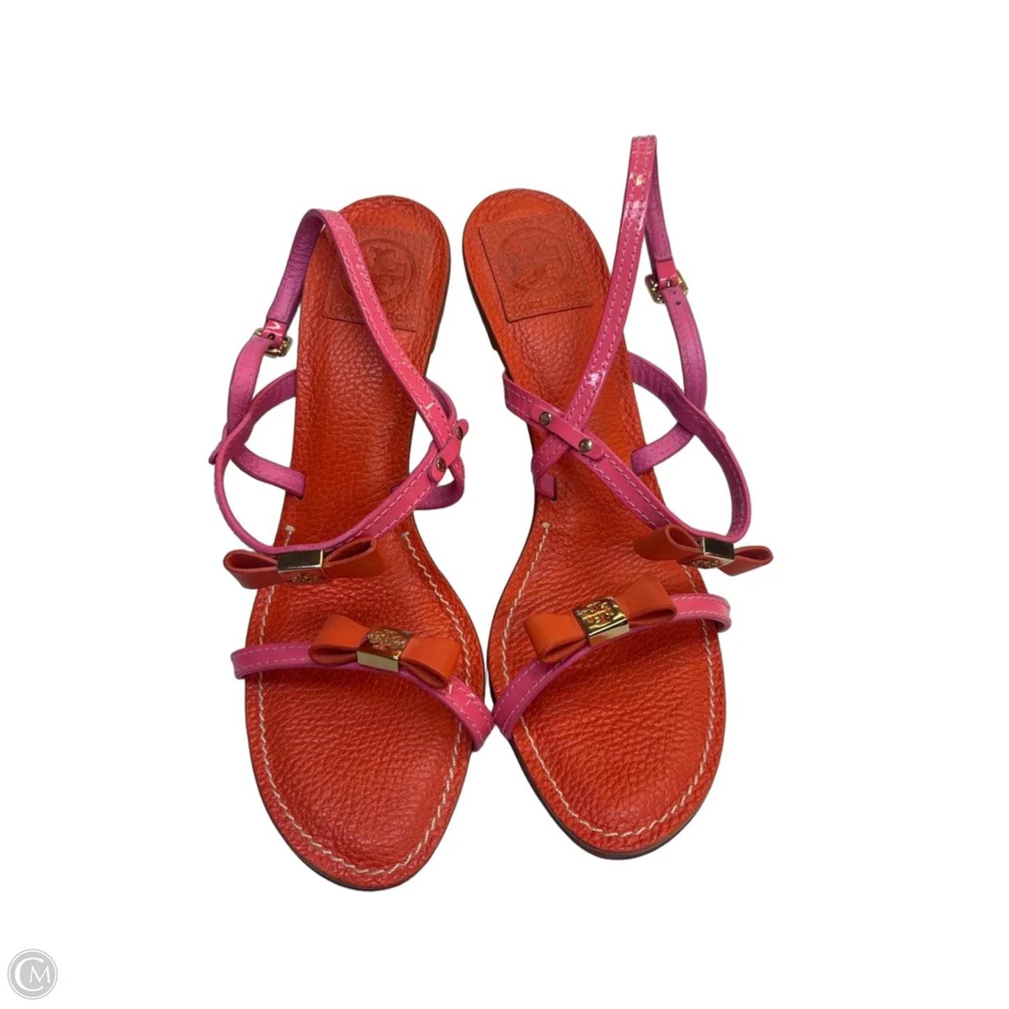 Sandals Designer By Tory Burch In Orange & Pink, Size: 10