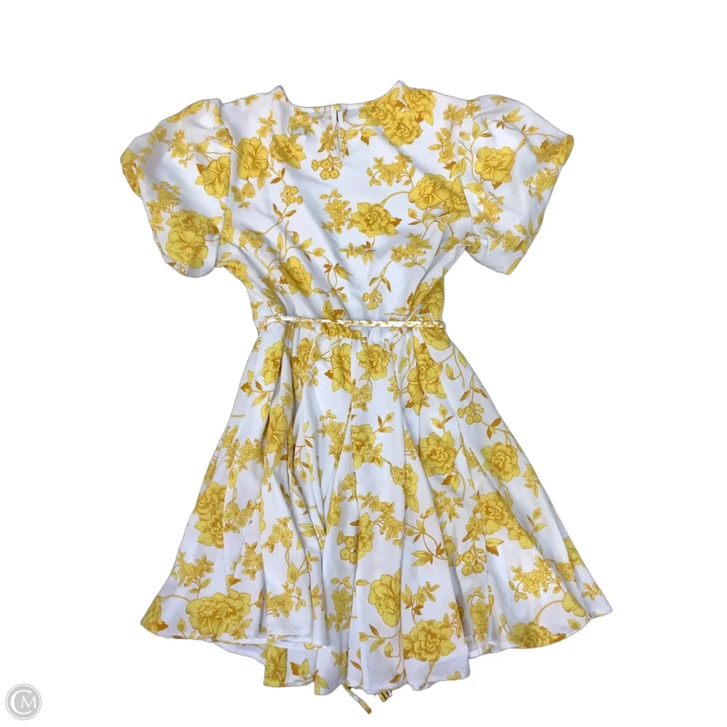Dress Casual Midi By Premier Amour In White & Yellow, Size: 12
