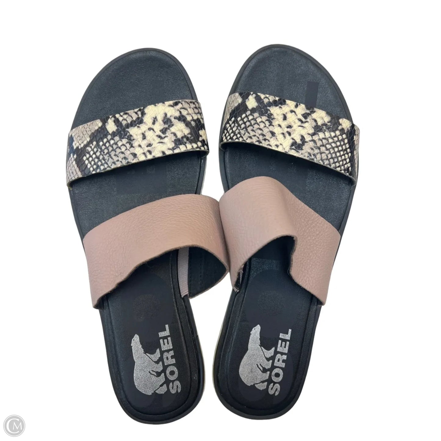 Sandals Flats By Sorel In Black & Brown, Size: 8