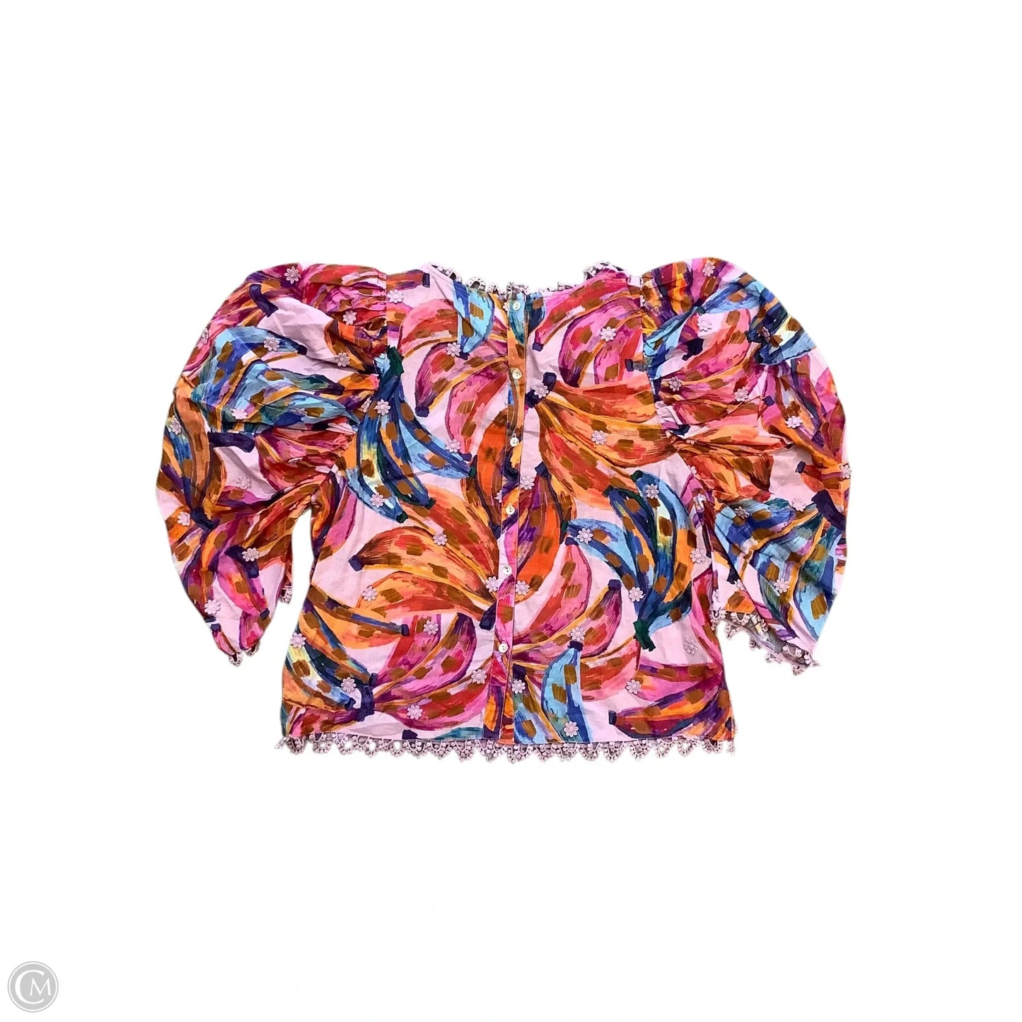 Blouse Long Sleeve By Farm Rio In Purple, Size: M