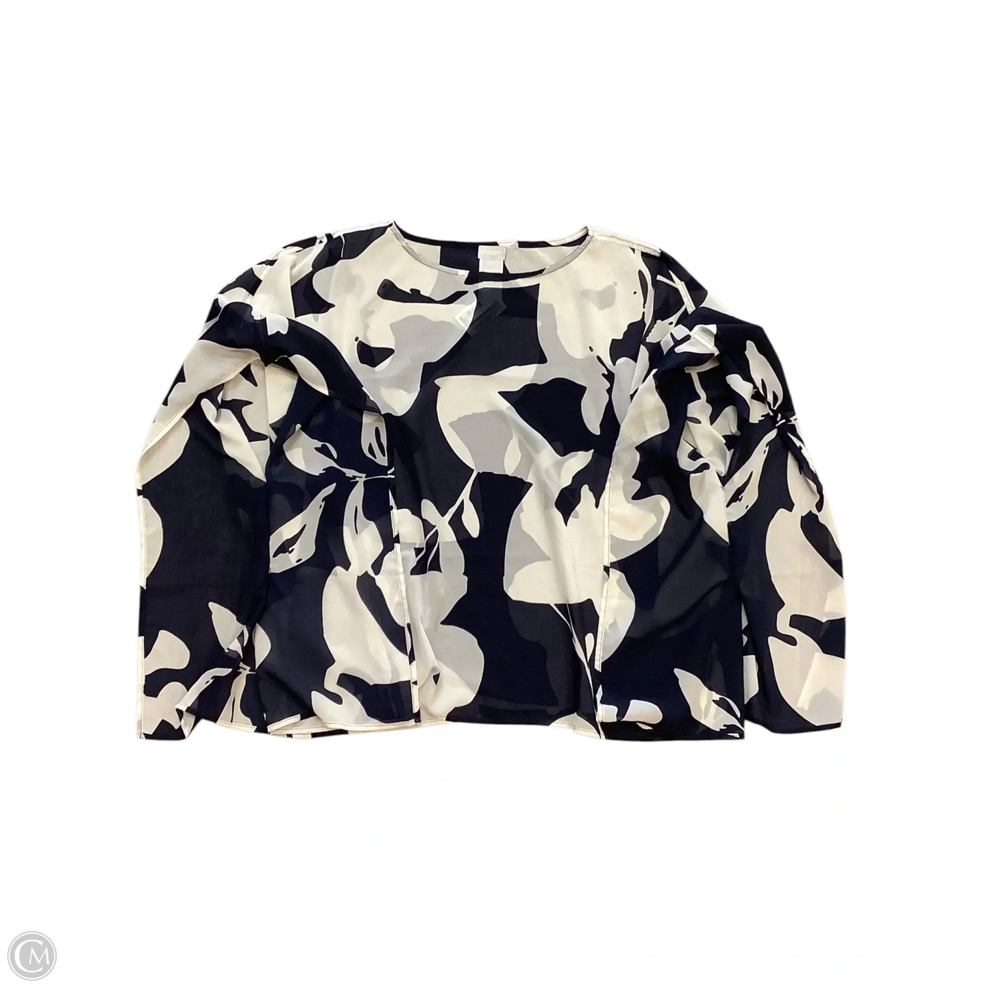 Top Short Sleeve By Chicos In Blue & White, Size: M