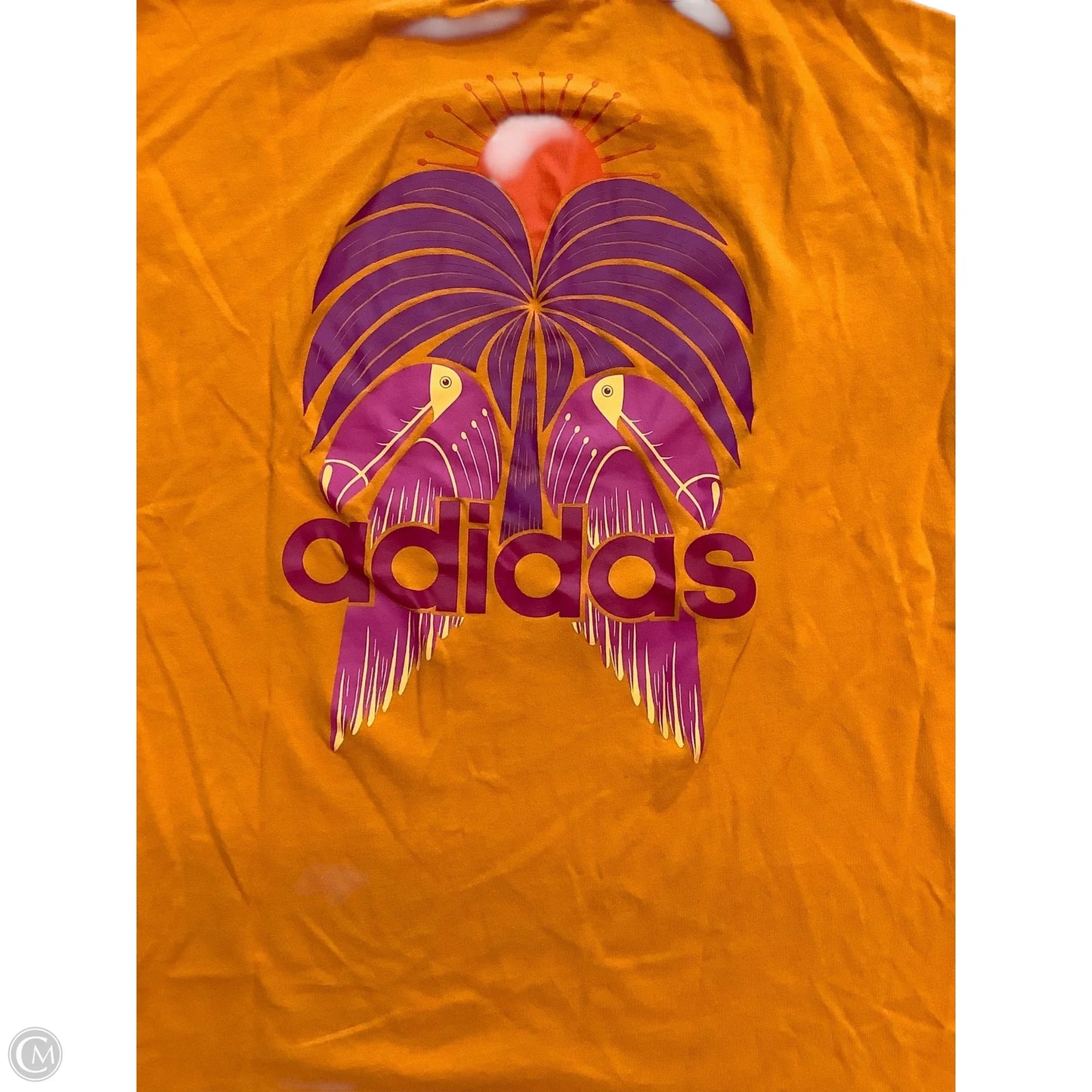 Athletic Top Short Sleeve By Adidas In Orange & Pink, Size: Xl