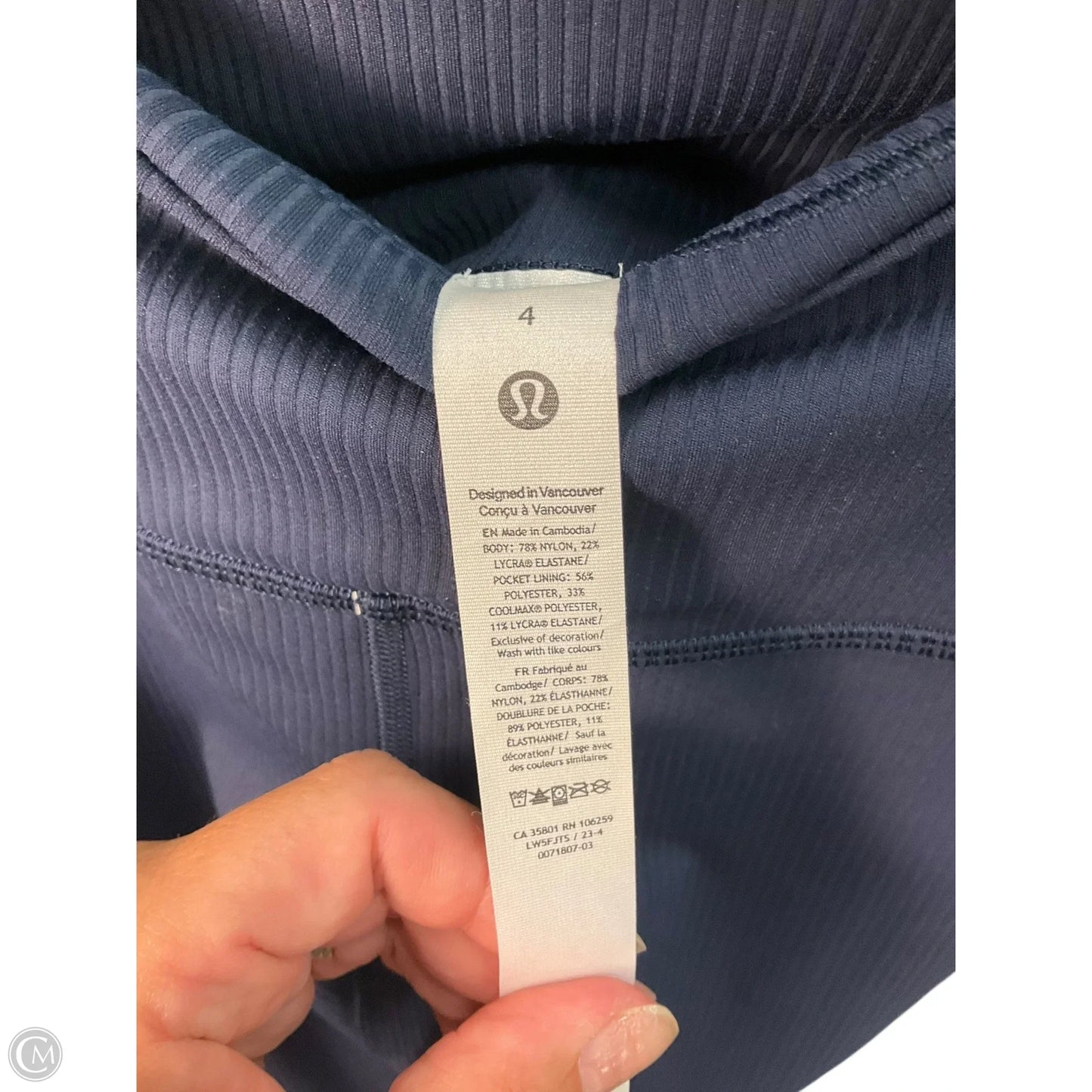 Athletic Leggings By Lululemon In Blue, Size: 4