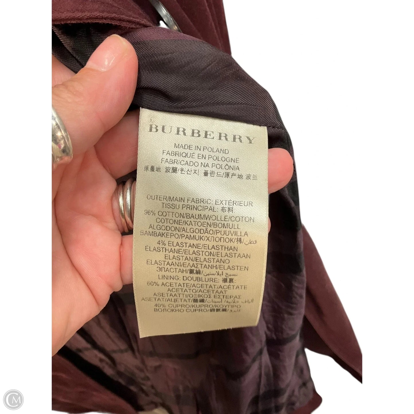 Jacket Luxury Designer By Burberry In Red, Size: S