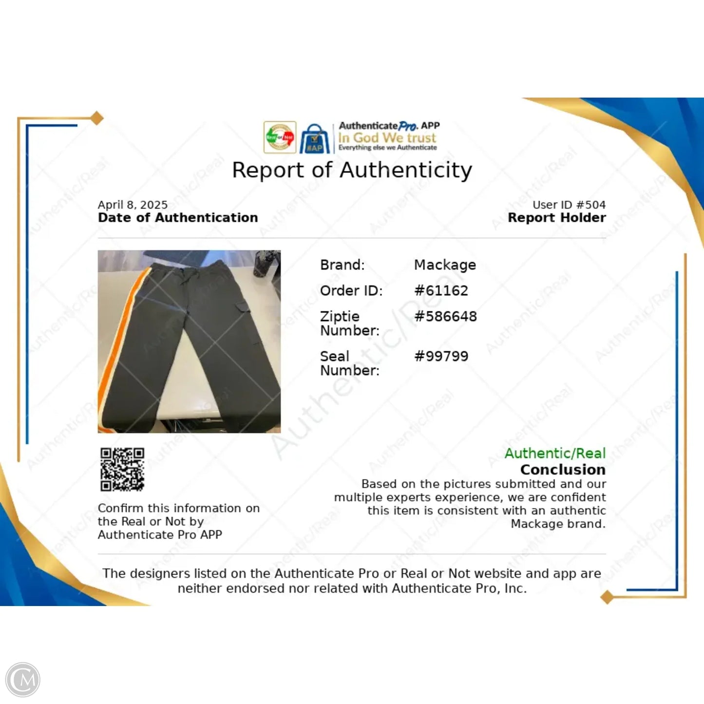 Pants Designer By Mackage In Black, Size: L