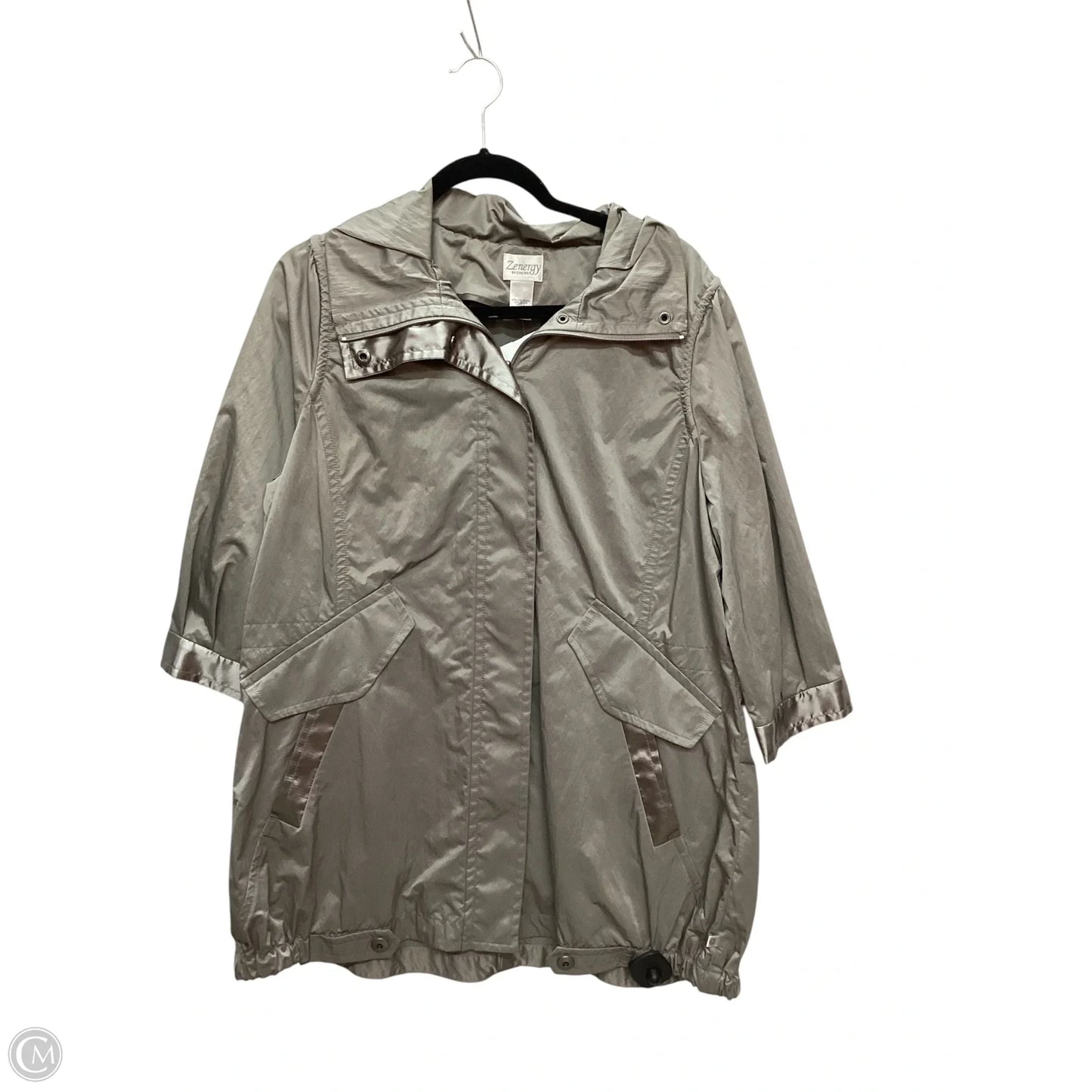 Jacket Windbreaker By Zenergy By Chicos In Grey, Size: 2