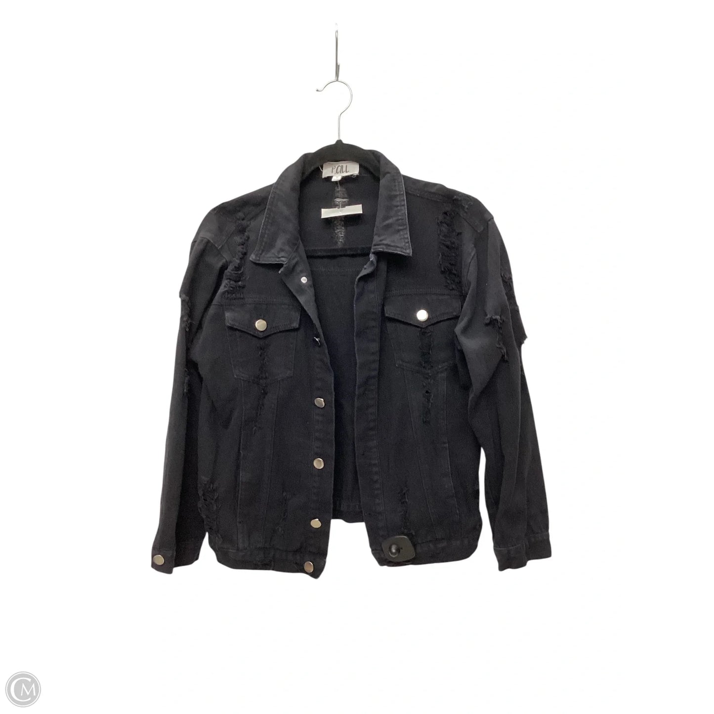 Jacket Denim By Clothes Mentor In Black Denim, Size: M