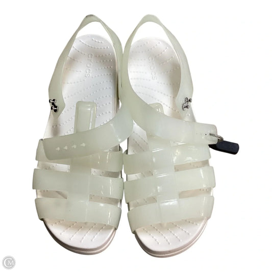 Sandals Heels Platform By Crocs In White, Size: 9