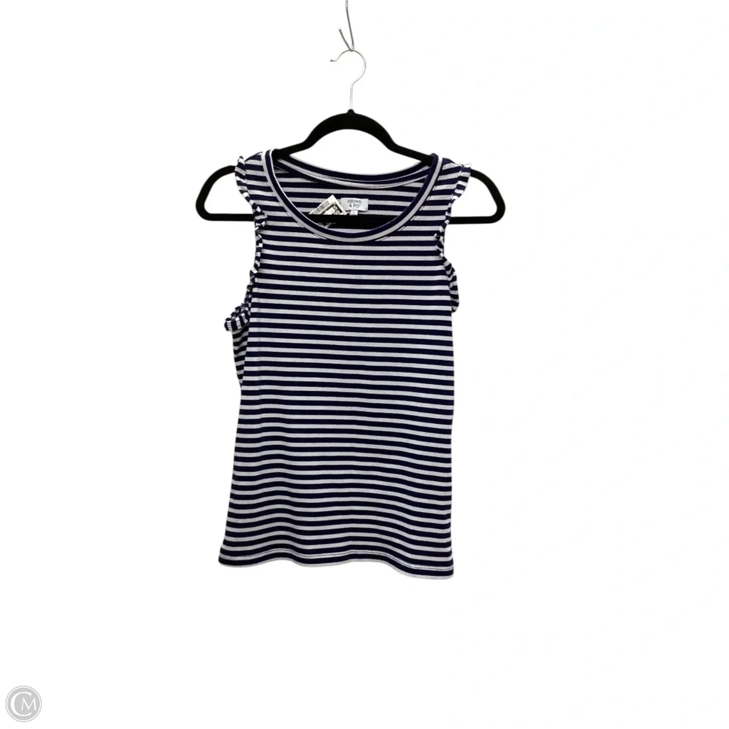 Top Sleeveless By Crown And Ivy In Blue & White, Size: M