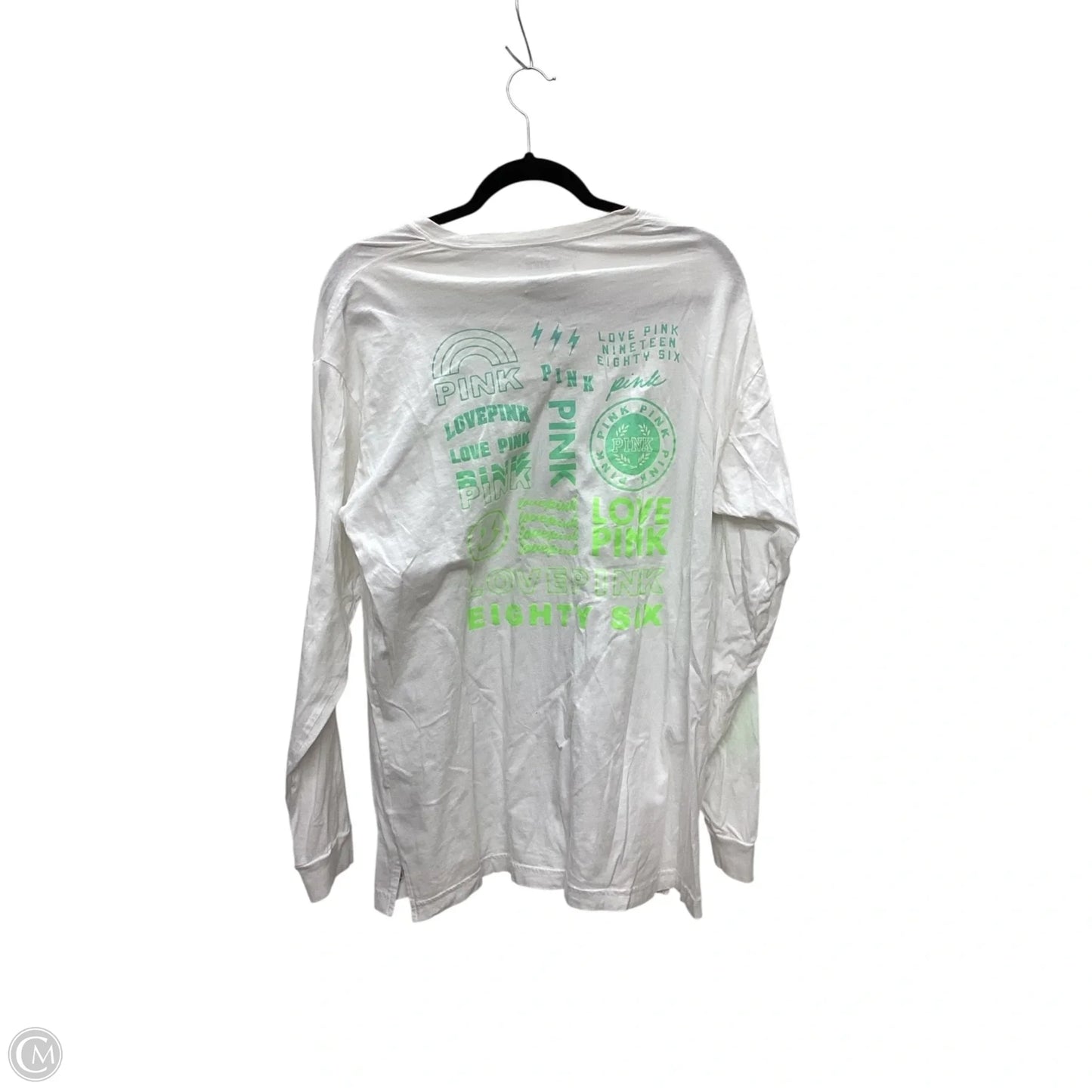 Top Long Sleeve By Pink In White, Size: L