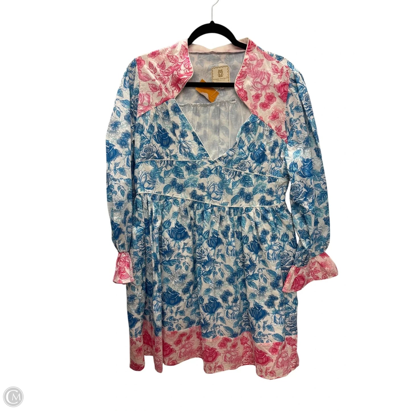 Dress Casual Midi By Simply Southern In Blue & Pink, Size: L