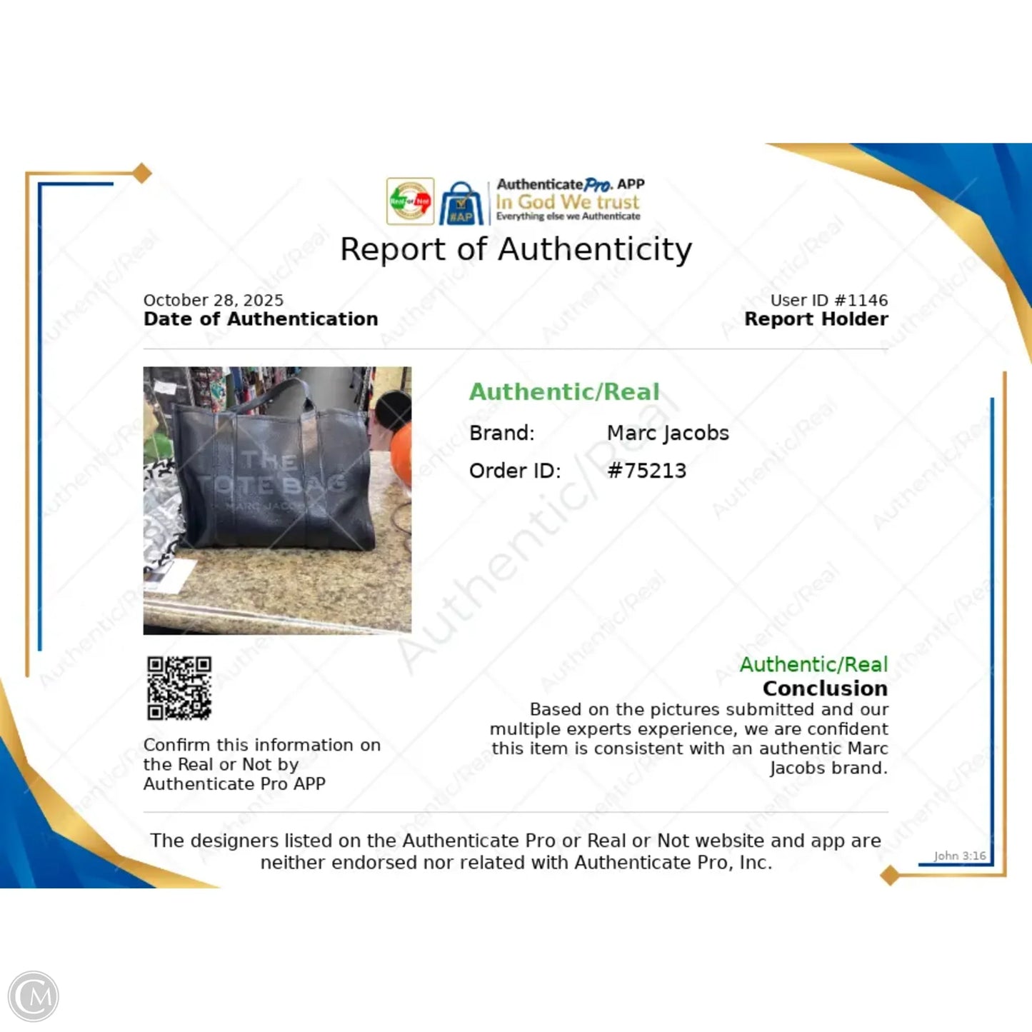 Tote Luxury Designer By Marc Jacobs, Size: Large