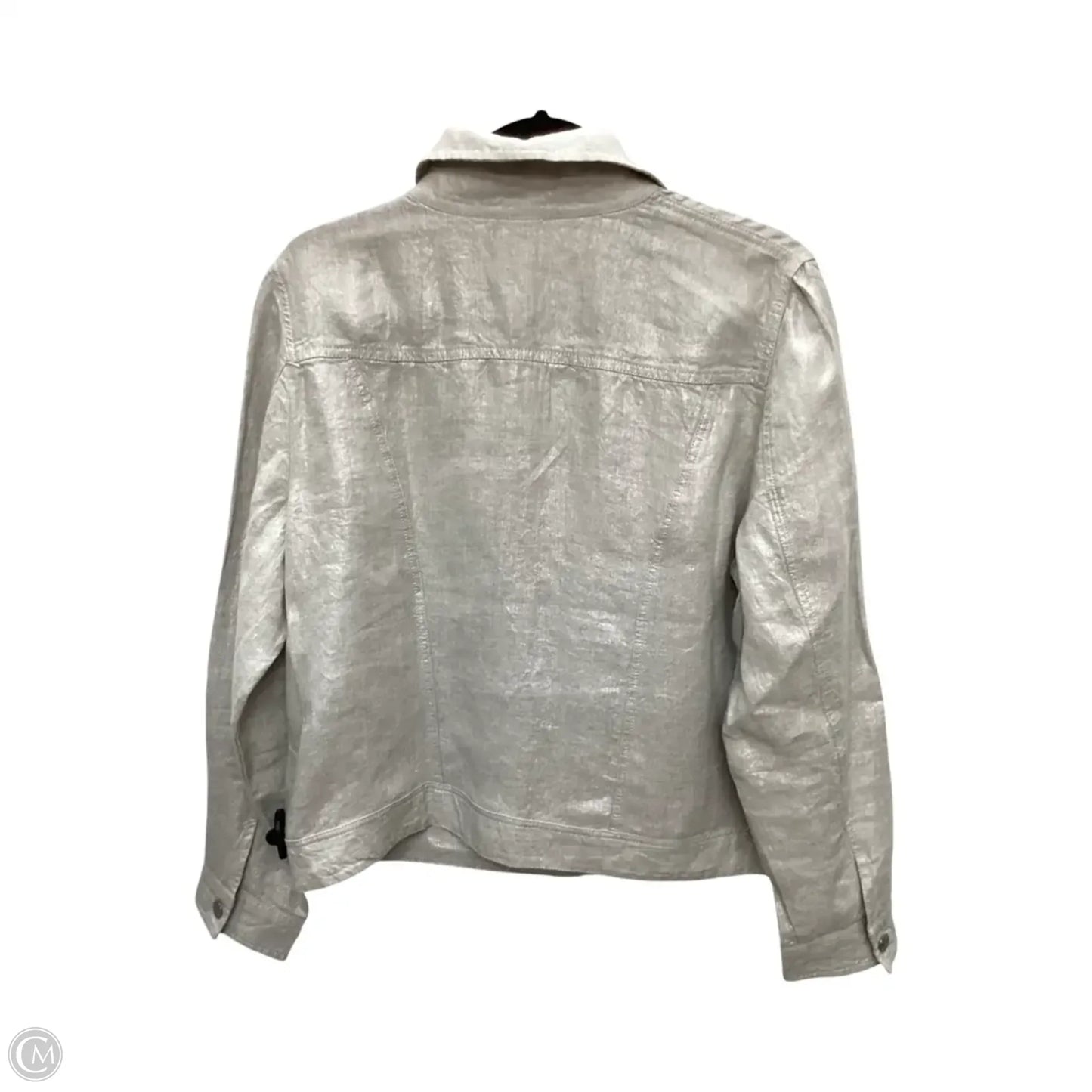Jacket Shirt By Chicos In Grey, Size: 2