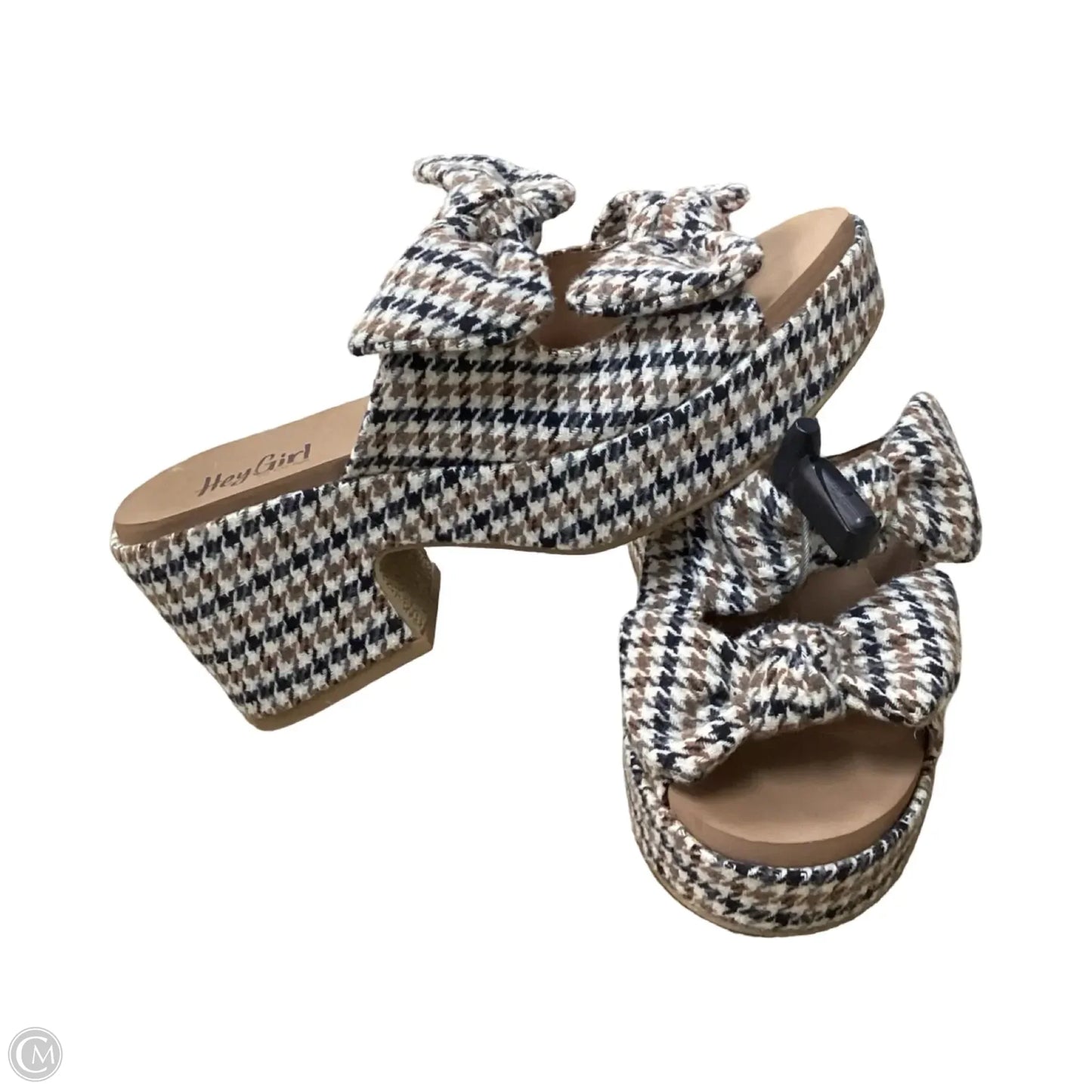 Sandals Heels Block By Corkys In Plaid Pattern, Size: 9