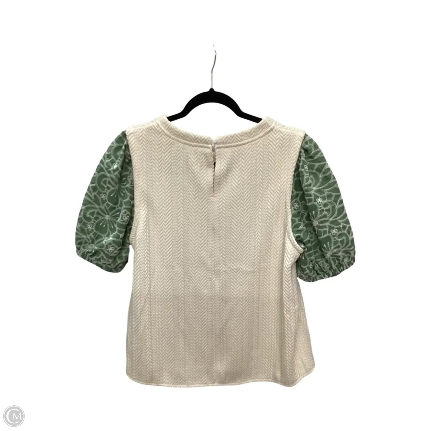 Blouse Short Sleeve By Voy In Cream & Green, Size: L