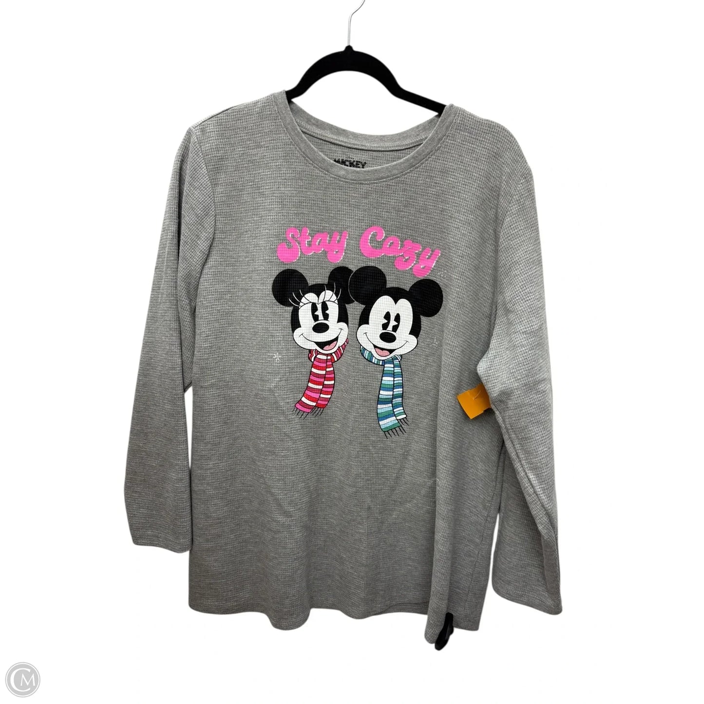 Top Long Sleeve By Disney In Grey, Size: 1x