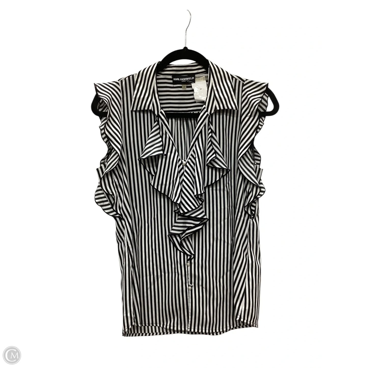 Top Sleeveless Designer By Karl Lagerfeld In Black & White, Size: S