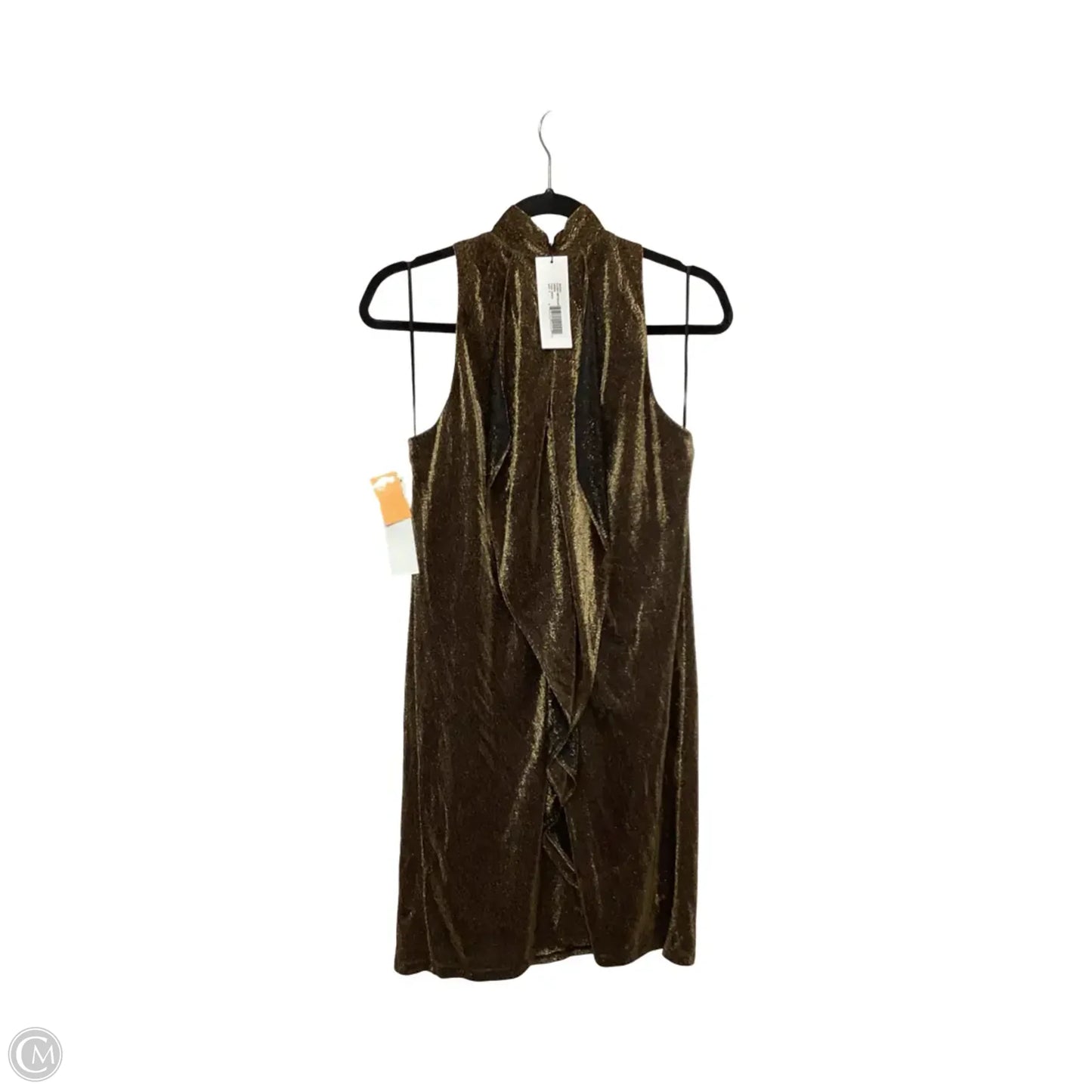 Designer Dress Party Midi By Halston Heritage In Gold, Size: S
