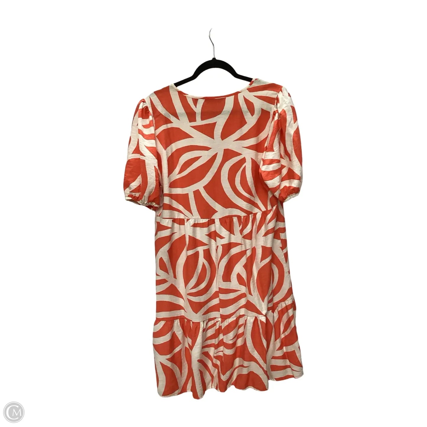 Dress Casual Short By Mlle Gabrielle In Orange & White, Size: M
