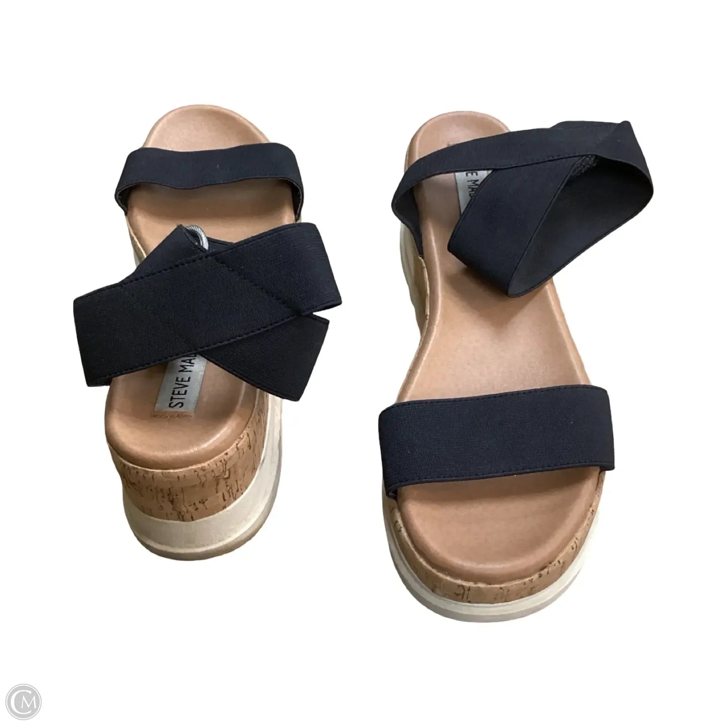 Sandals Heels Wedge By Steve Madden In Black, Size: 8.5
