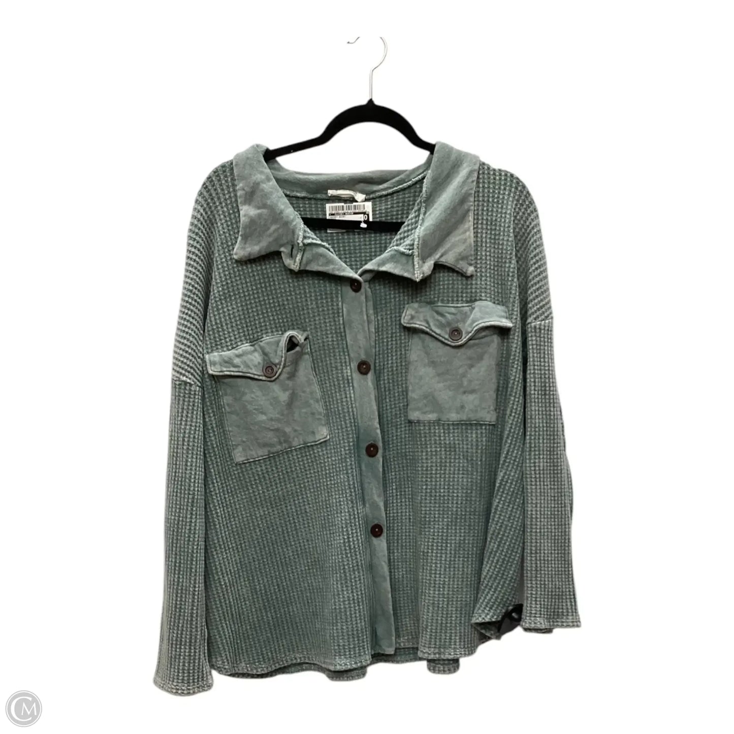 Jacket Shirt By Clothes Mentor In Green, Size: L