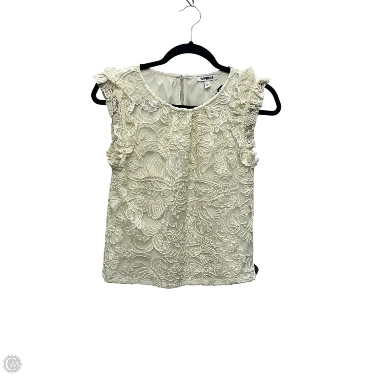 Top Short Sleeve By Express In Beige, Size: Xs