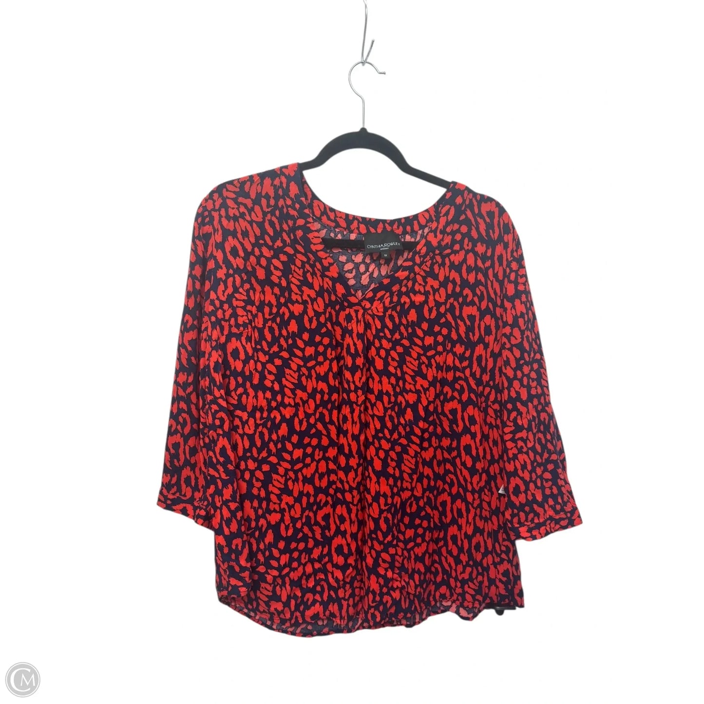 Blouse Long Sleeve By Cynthia Rowley In Blue & Orange, Size: 1x