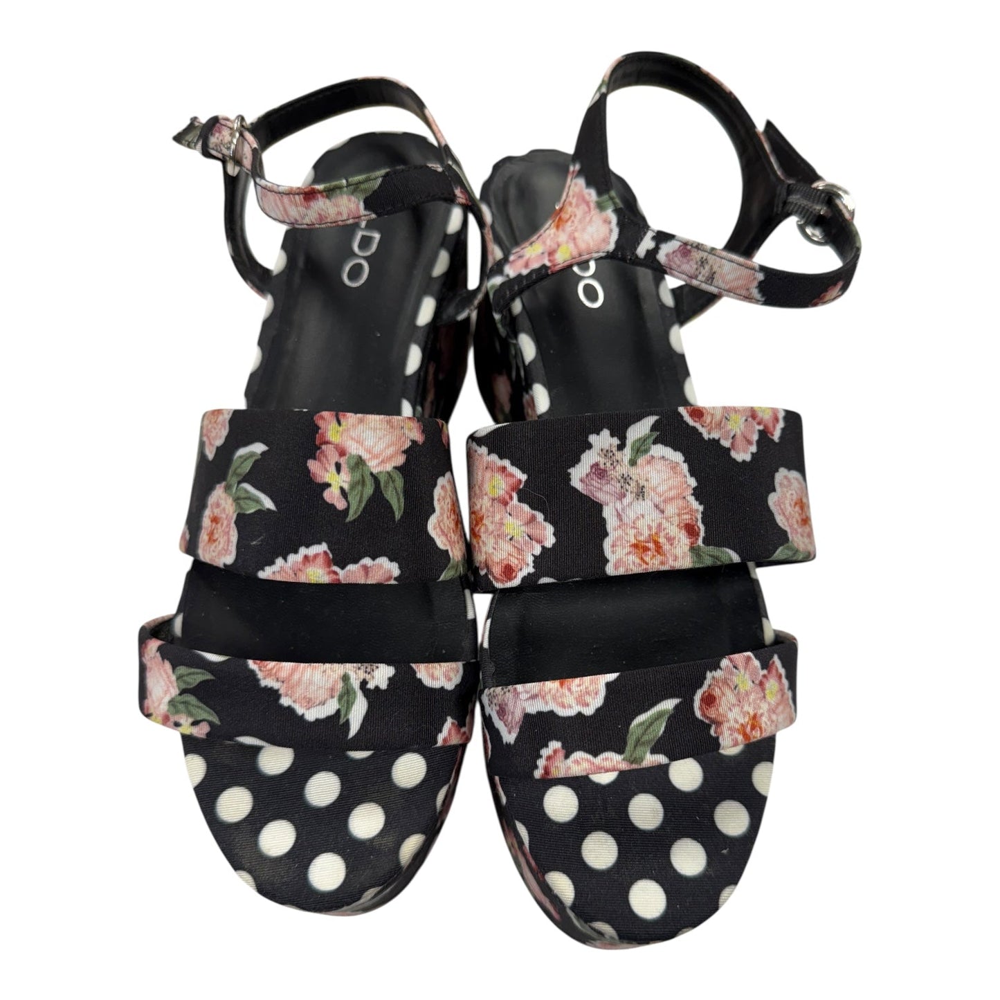 Sandals Heels Wedge By Aldo In Black & Pink, Size:6.5
