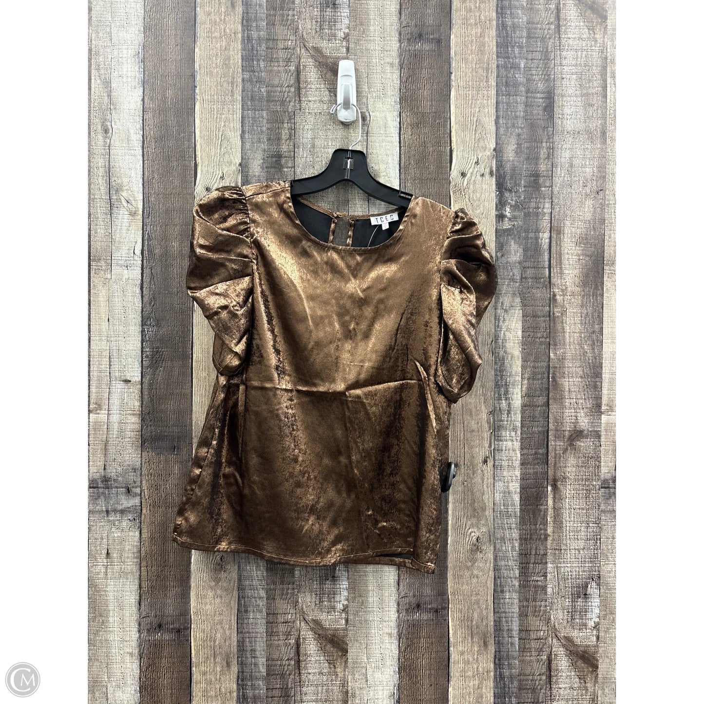 Top Short Sleeve By Tcec In Bronze, Size: S