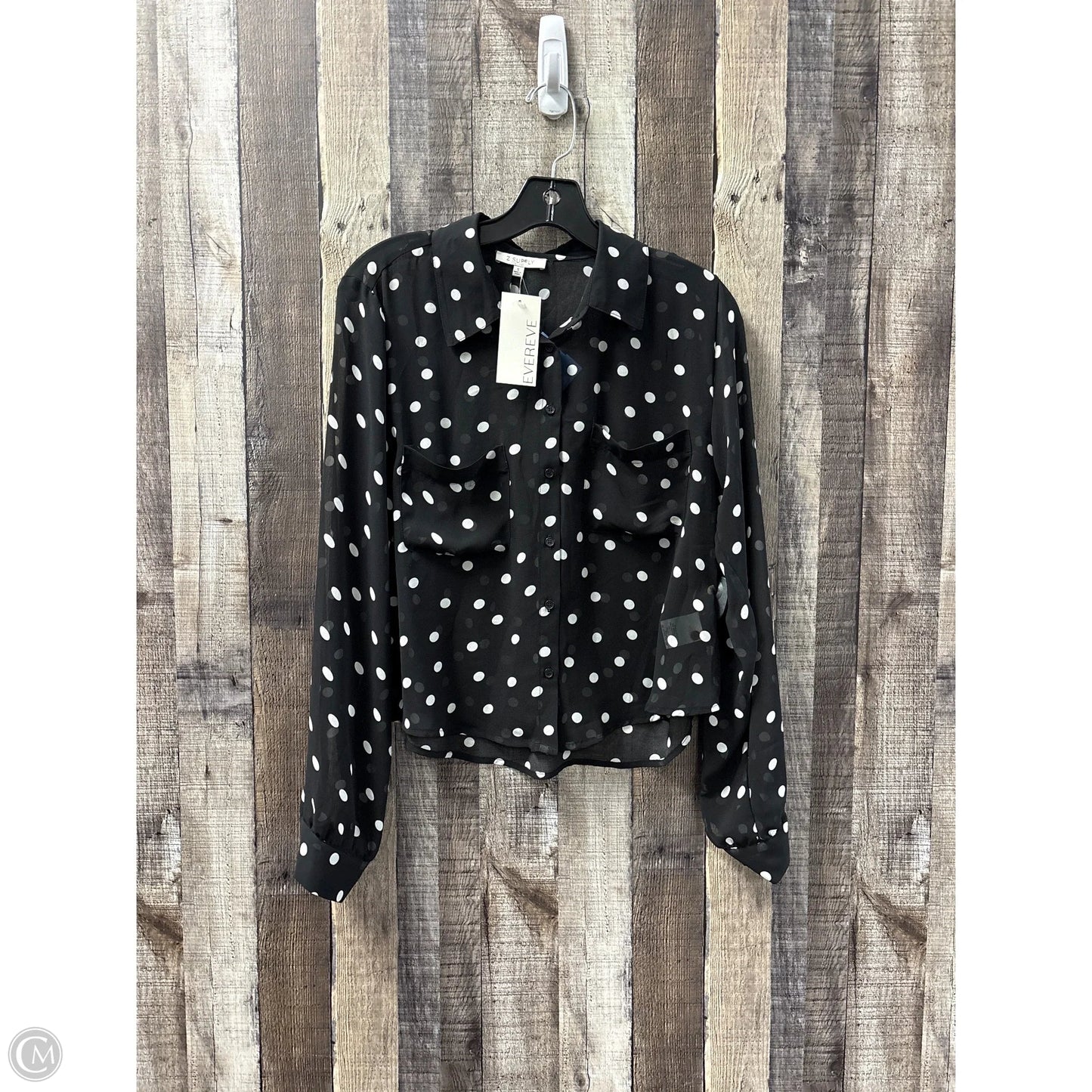 Blouse Long Sleeve By Z Supply In Polkadot Pattern, Size: S