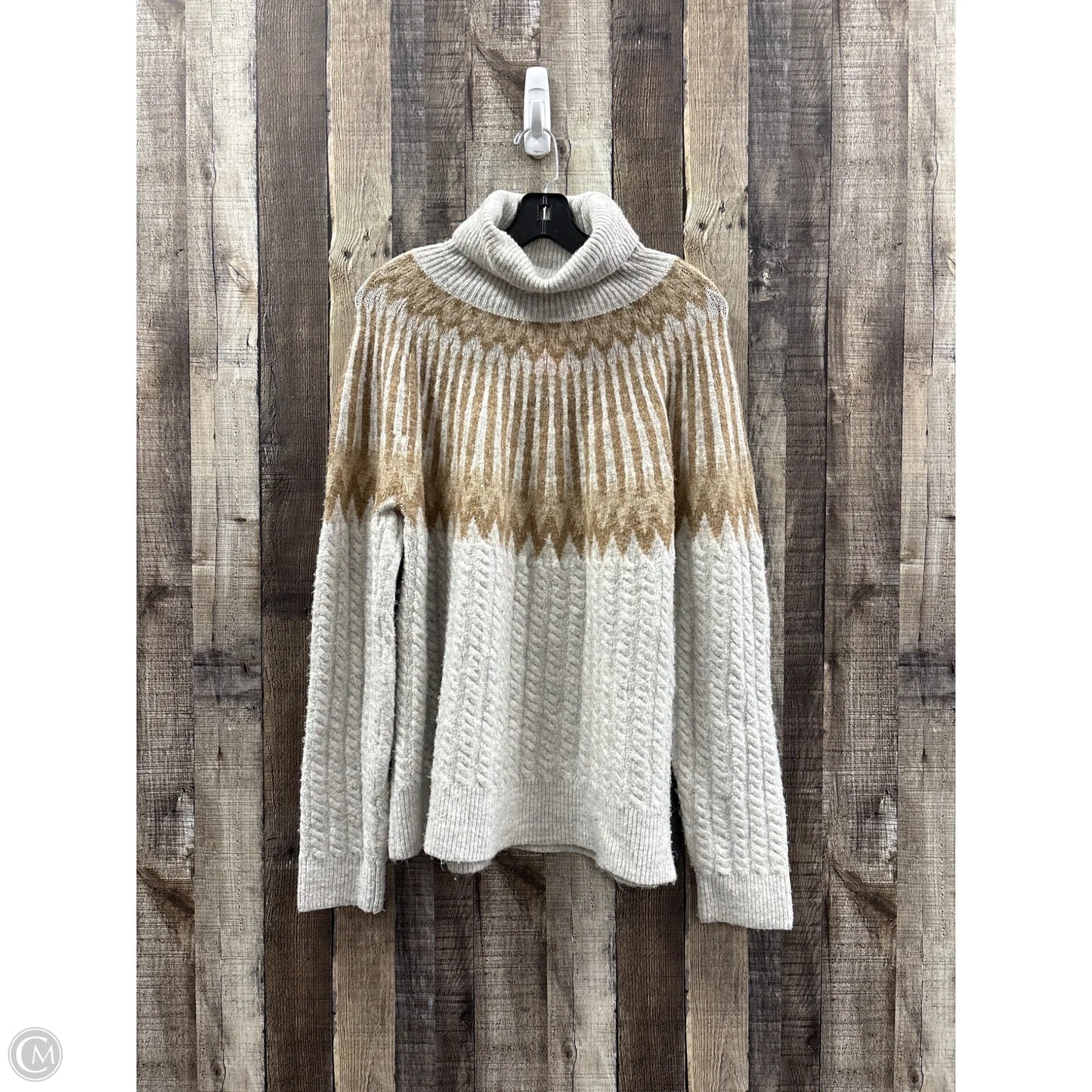 Sweater By Evereve In Brown & Grey, Size: L