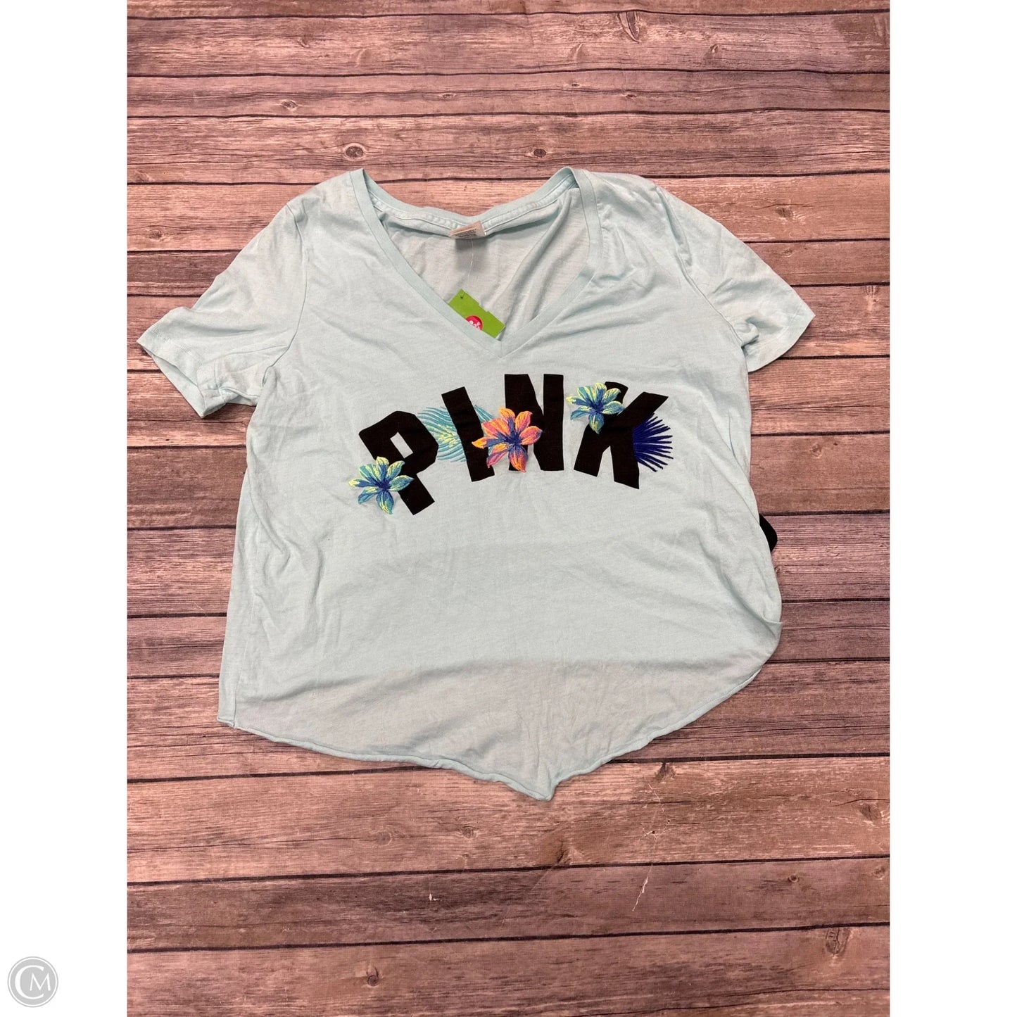Top Short Sleeve By Pink In Blue, Size: L