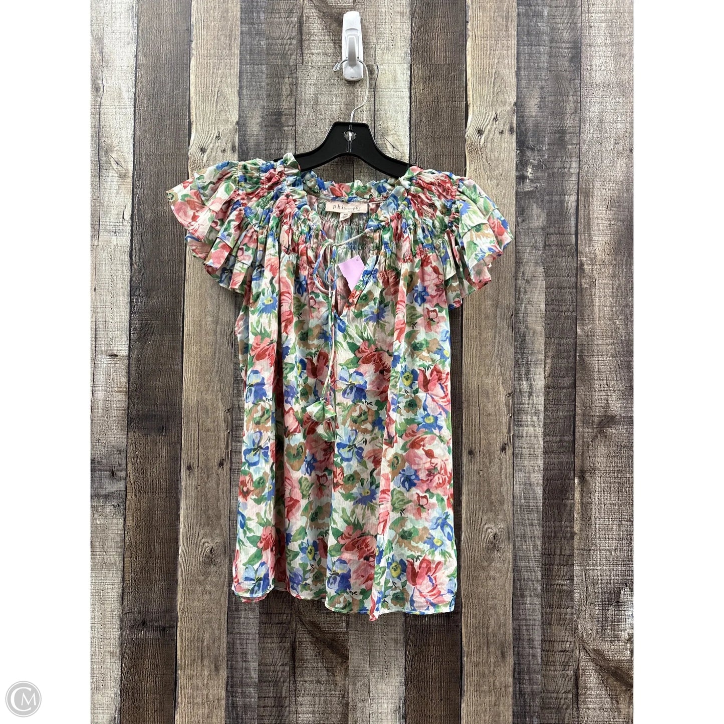 Top Short Sleeve By Philosophy In Floral Print, Size: M