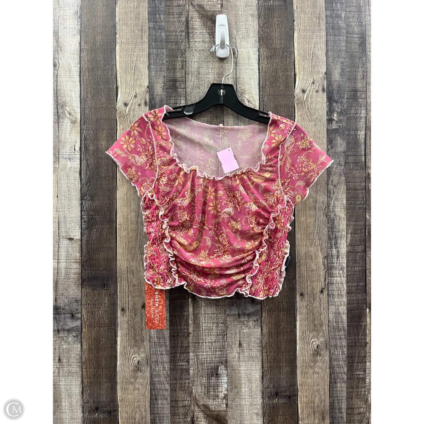 Top Short Sleeve By Shein In Floral Print, Size: M