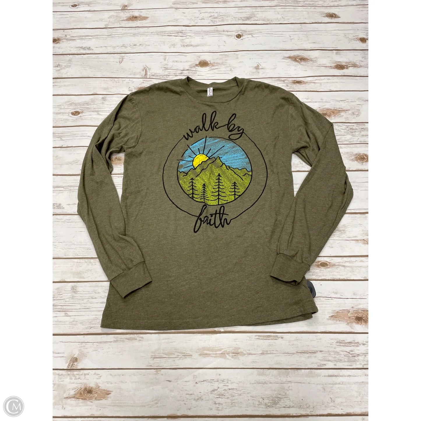 Top Long Sleeve By Cme In Green, Size: M