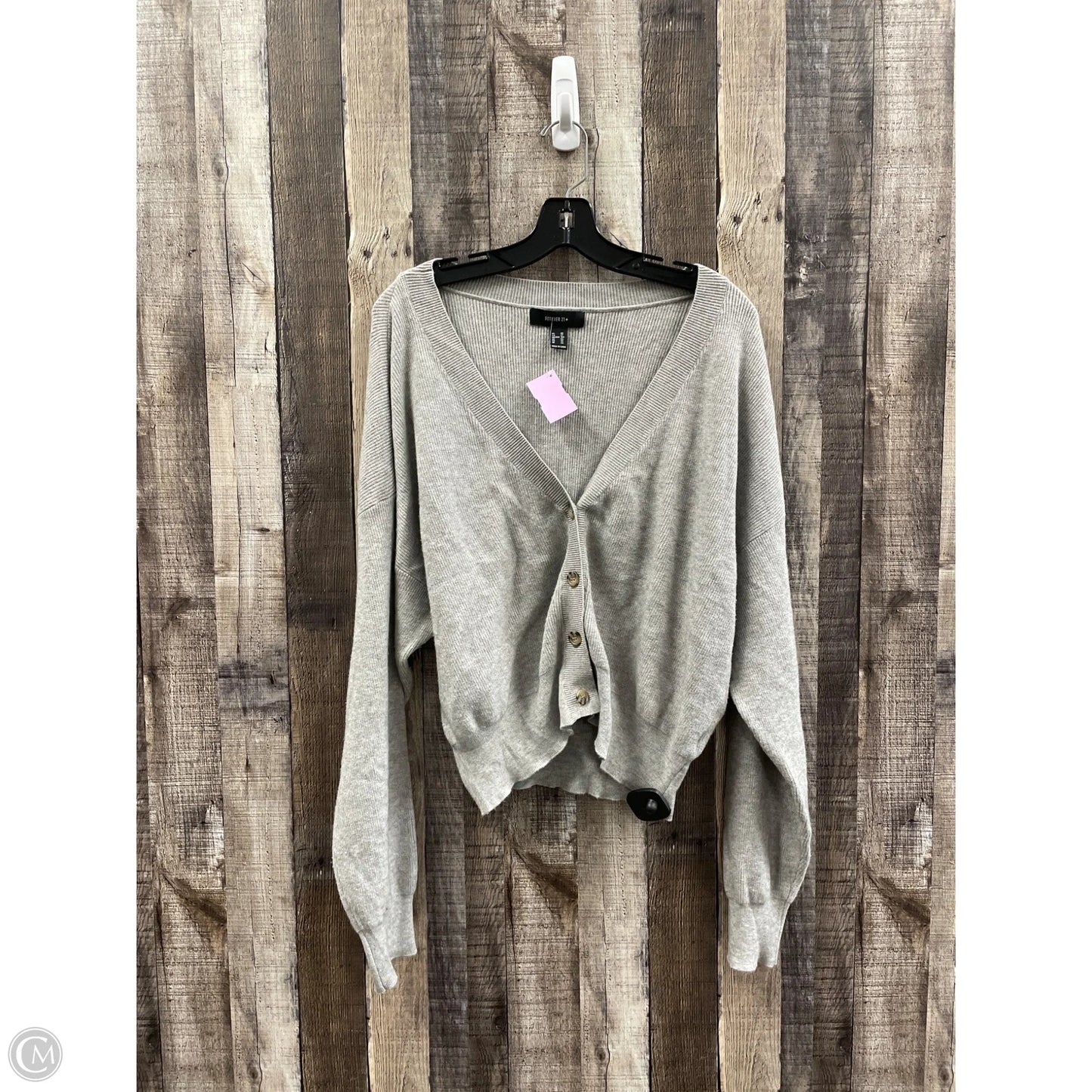 Sweater Cardigan By Forever 21 In Grey, Size: 3x