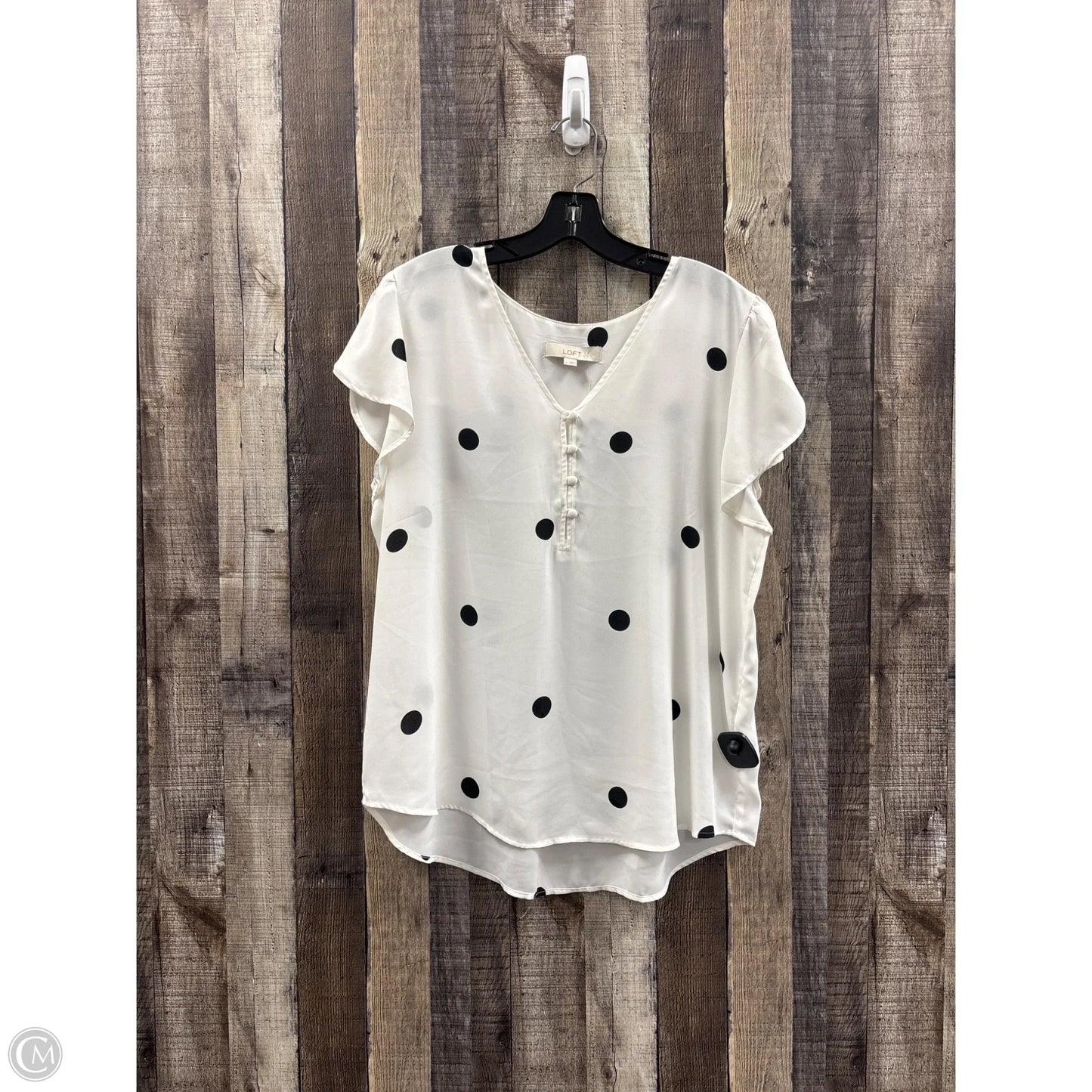 Top Short Sleeve By Loft In Polkadot Pattern, Size: L