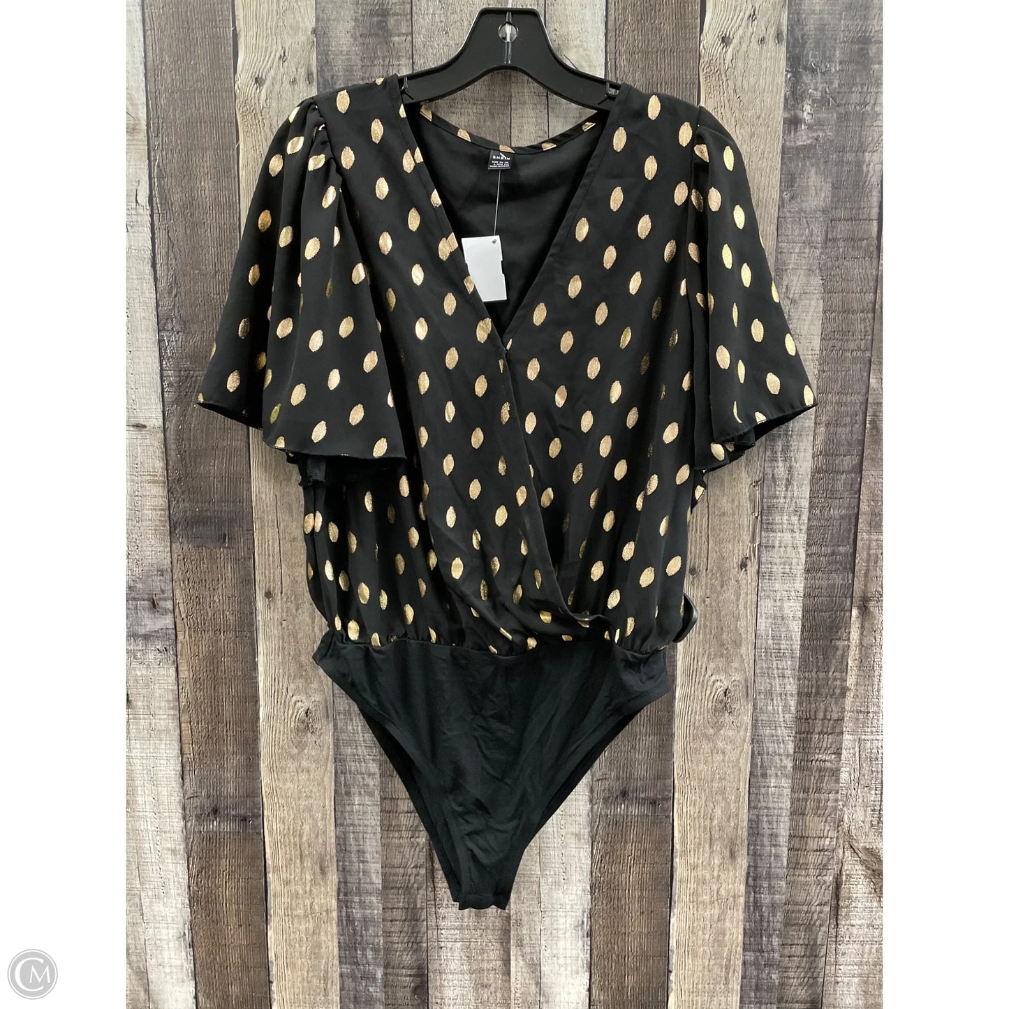 Top Short Sleeve By Shein In Polkadot Pattern, Size: L