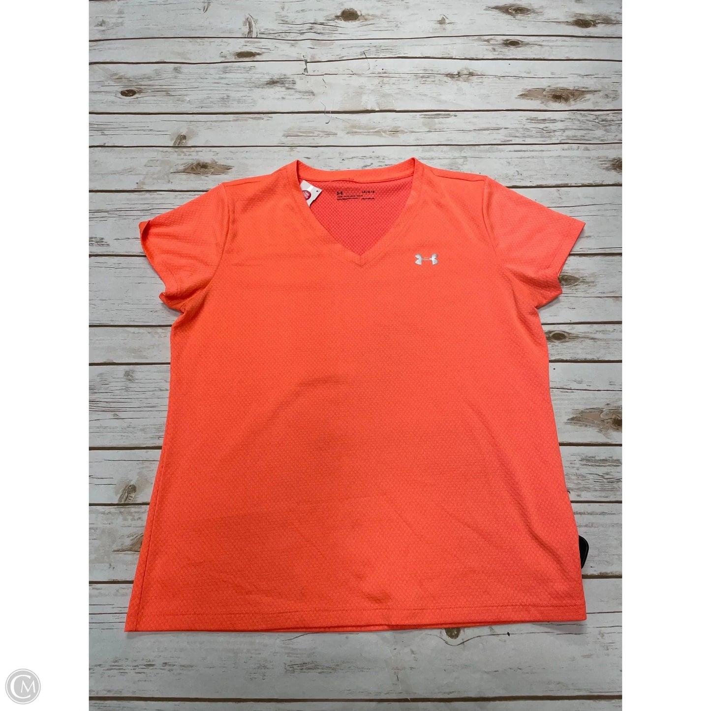 Athletic Top Short Sleeve By Under Armour In Orange, Size: L