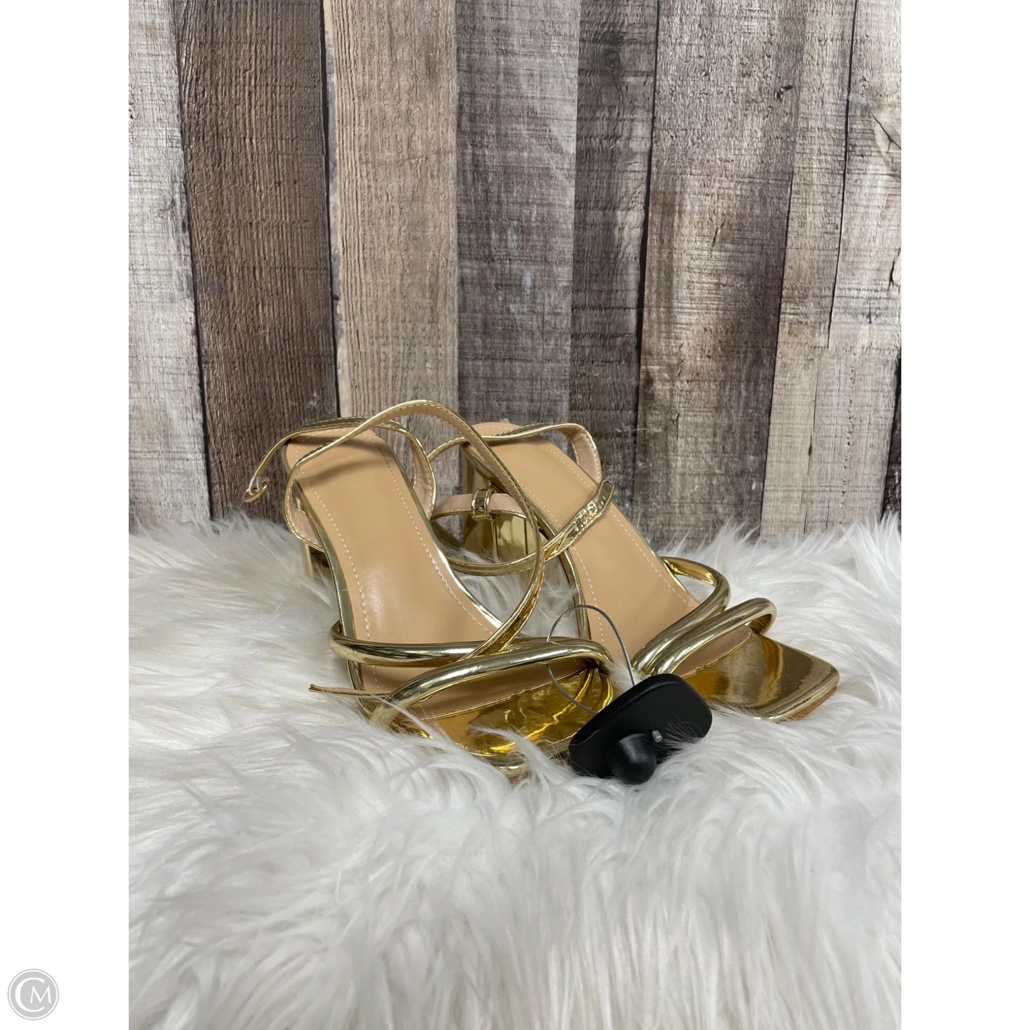 Sandals Heels Block By Cmf In Gold, Size: 7.5