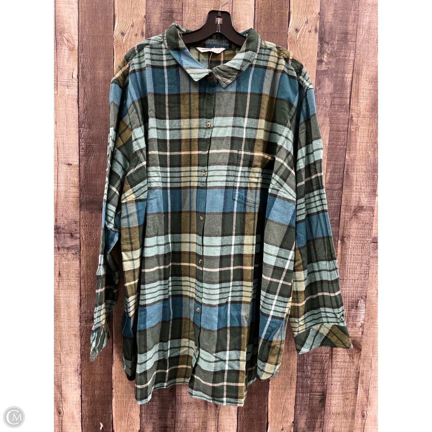 Top Long Sleeve By Sonoma In Plaid Pattern, Size: 5