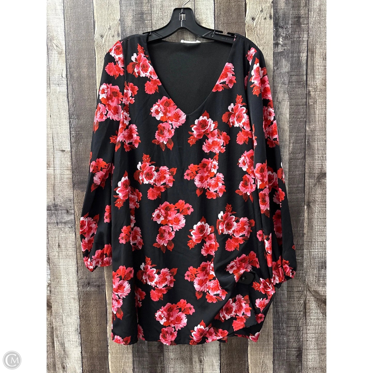 Dress Casual Short By Peach Love Cream California In Black & Red, Size: Xl