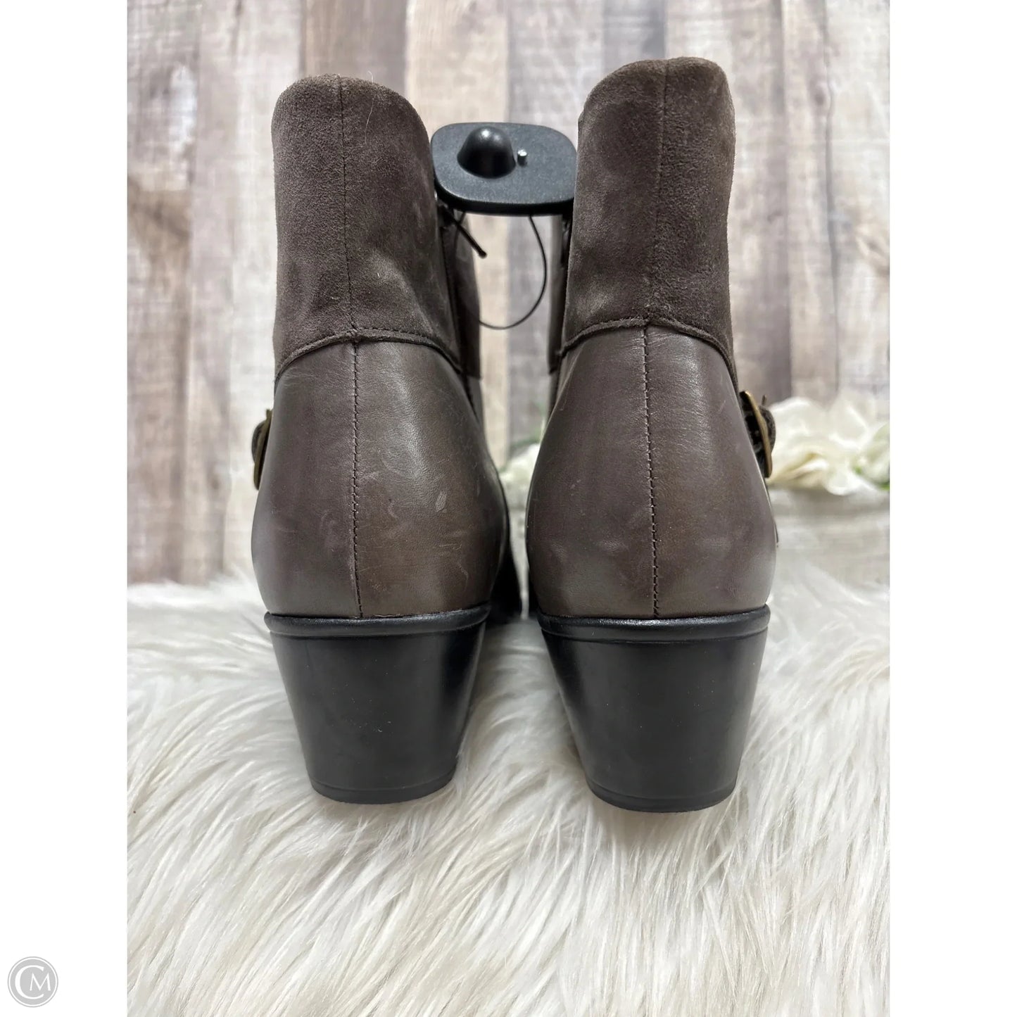 Boots Ankle Heels By Clarks In Brown, Size: 11