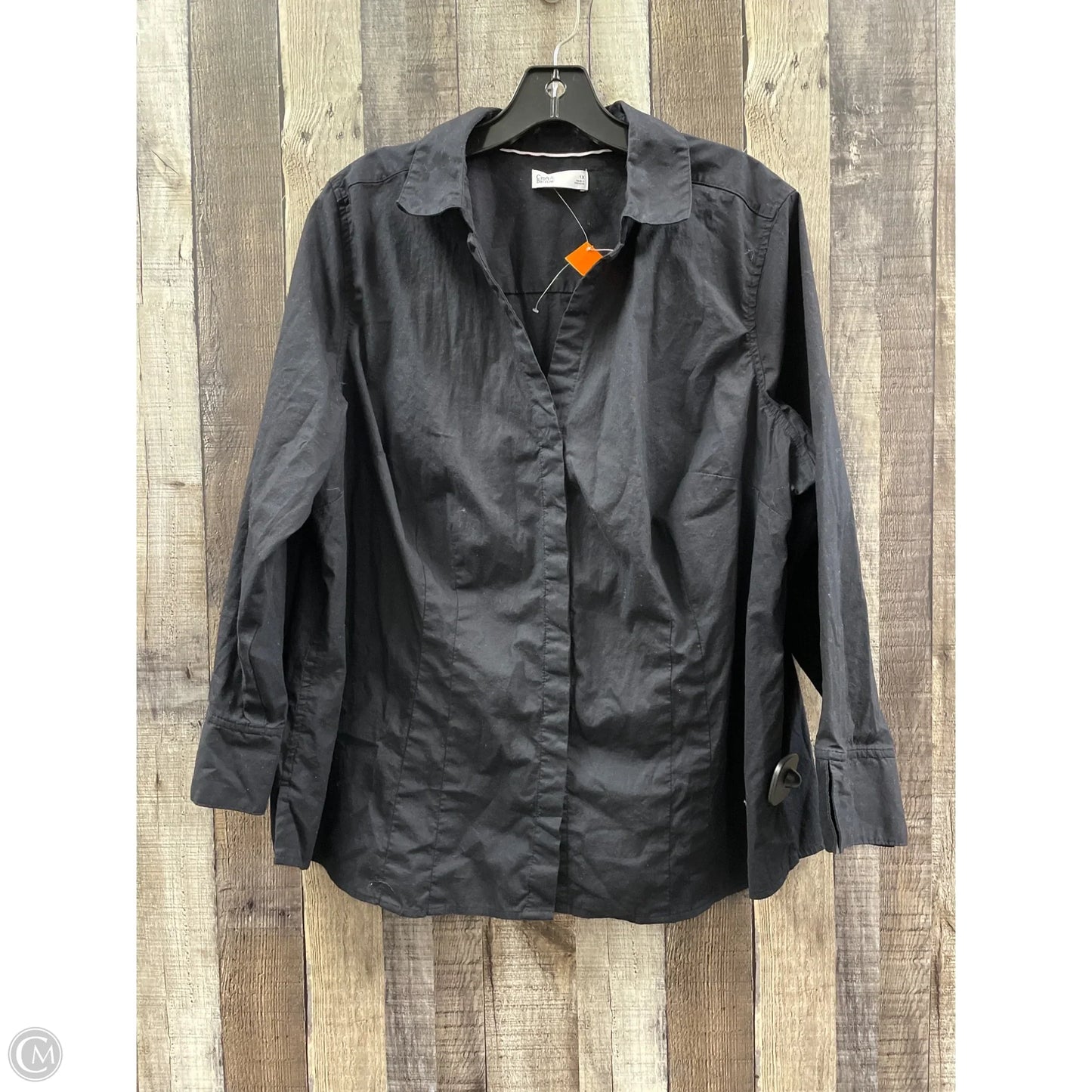 Top Long Sleeve By Croft And Barrow In Black, Size: 1x