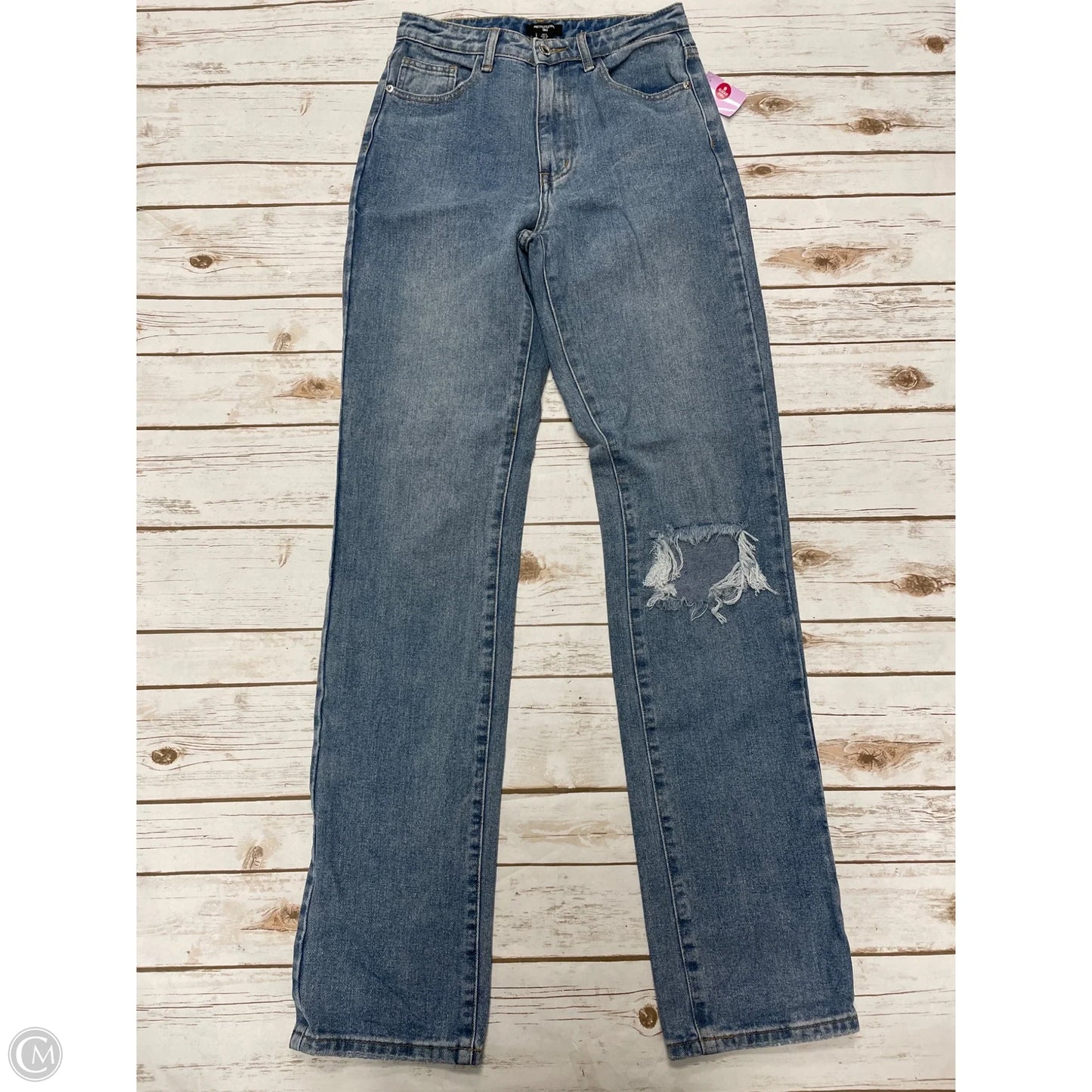 Jeans Straight By Pretty Little Thing In Blue Denim, Size: 4