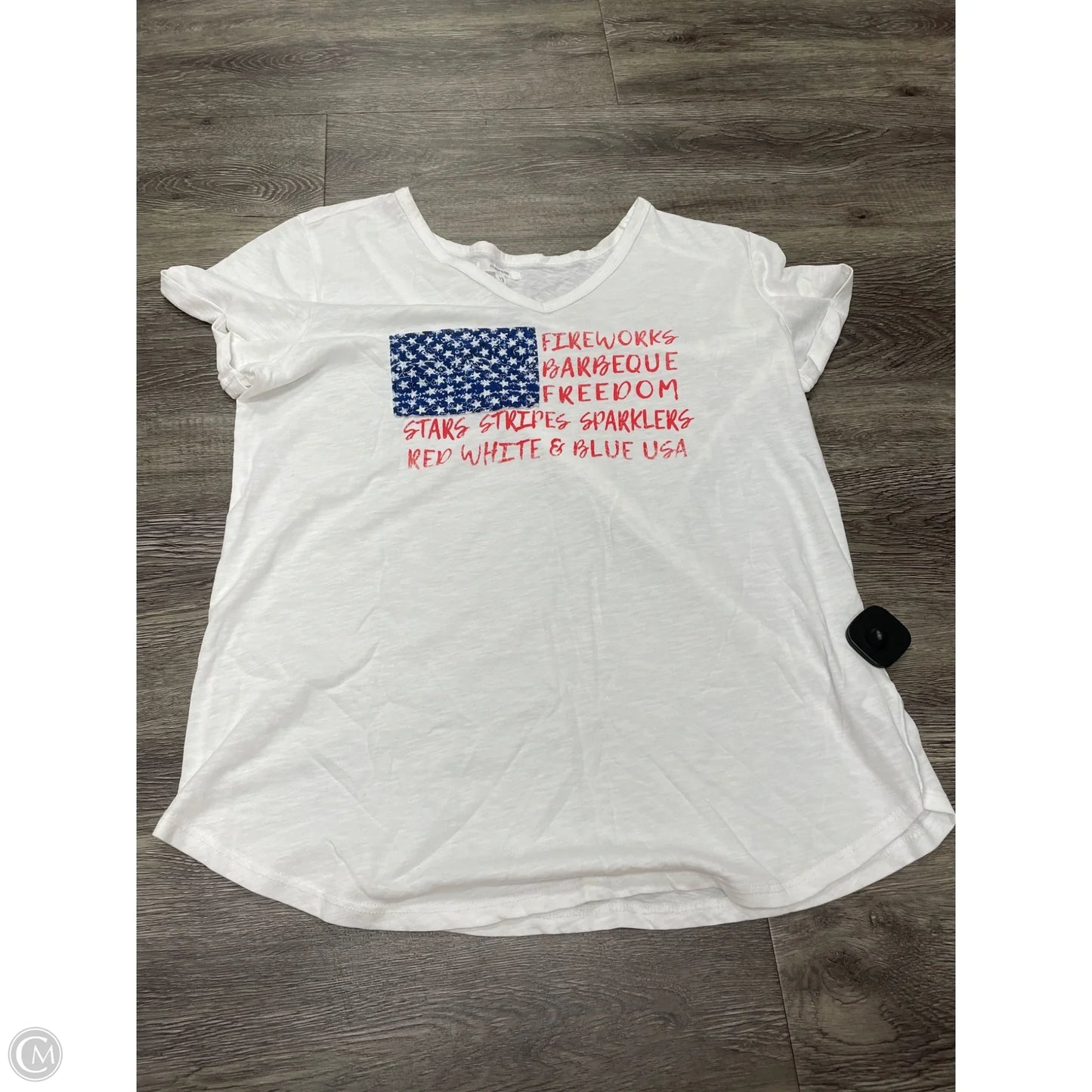 Top Short Sleeve By Maurices In Red & White, Size: L