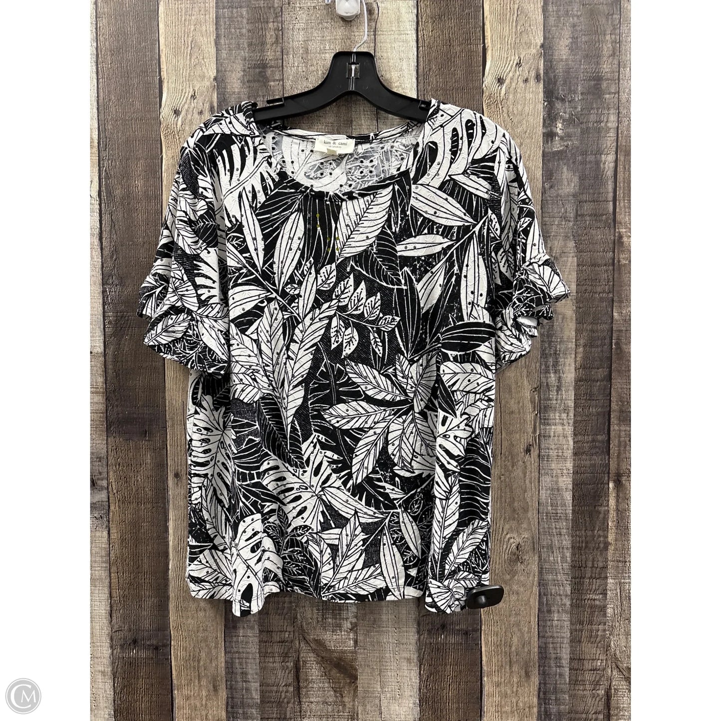 Top Short Sleeve By Kim & Cami In Black & White, Size: L