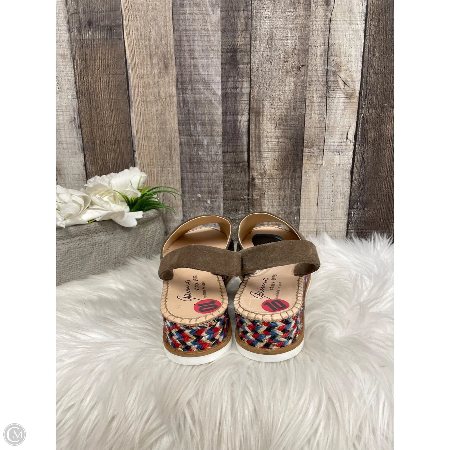 Sandals Heels Wedge By Cme In Tan, Size: 10