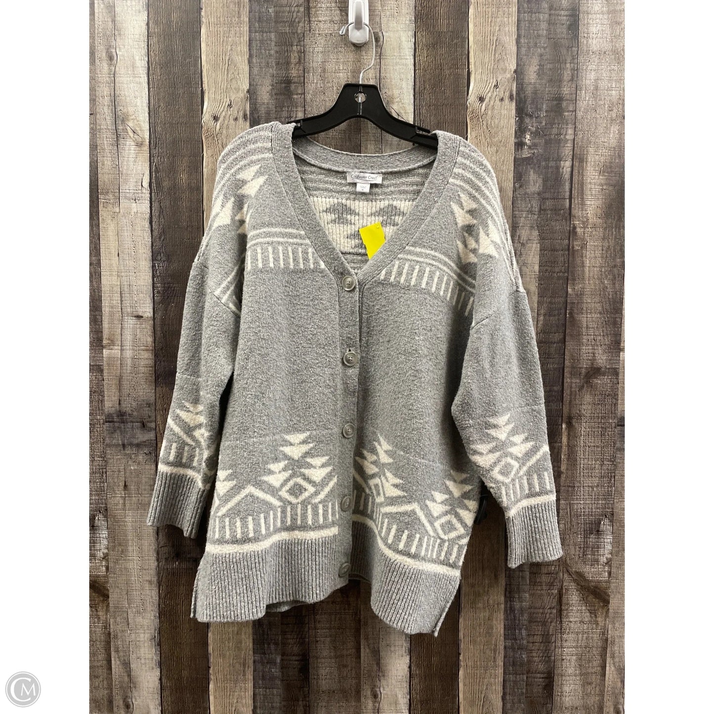 Sweater Cardigan By Coldwater Creek In Grey & White, Size: M